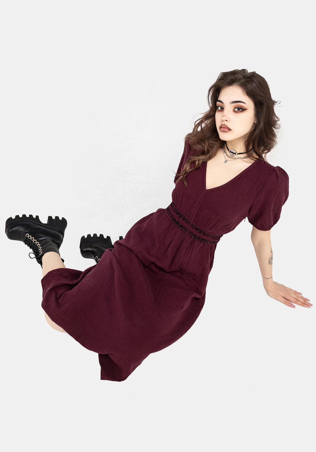 Poultice Embroidered Cotton Midi Dress Product Image