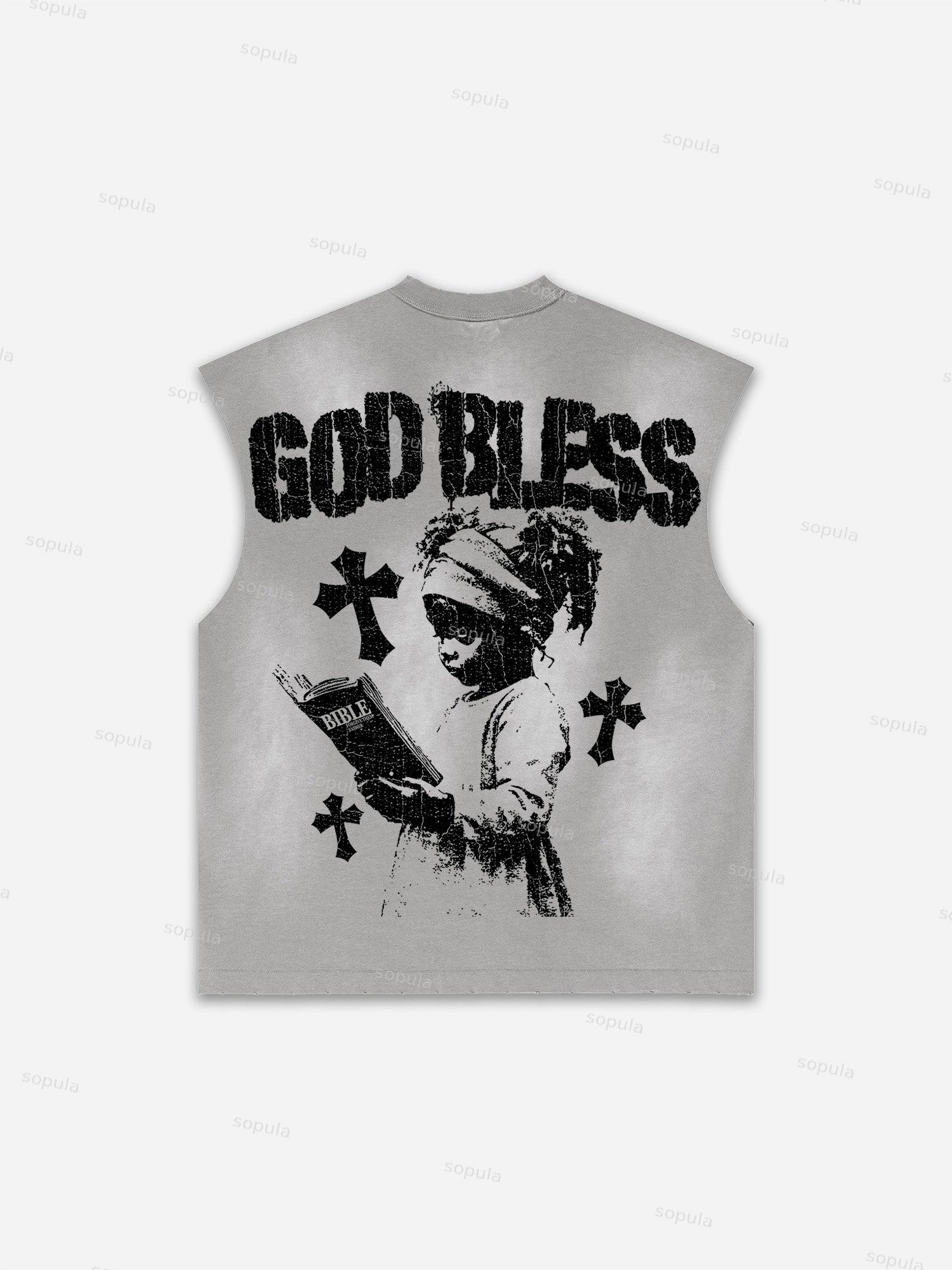 Western Eagle Graphic Men's Washed Tank Top Sleeveless Shirts Product Image