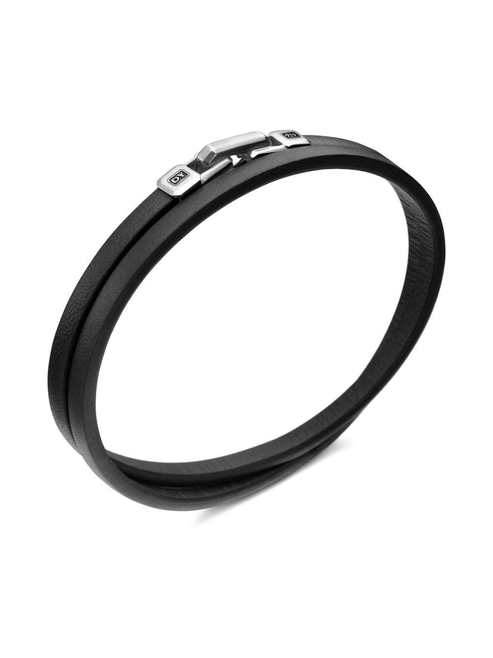 sterling silver Streamline Double Wrap leather bracelet (4mm) Product Image
