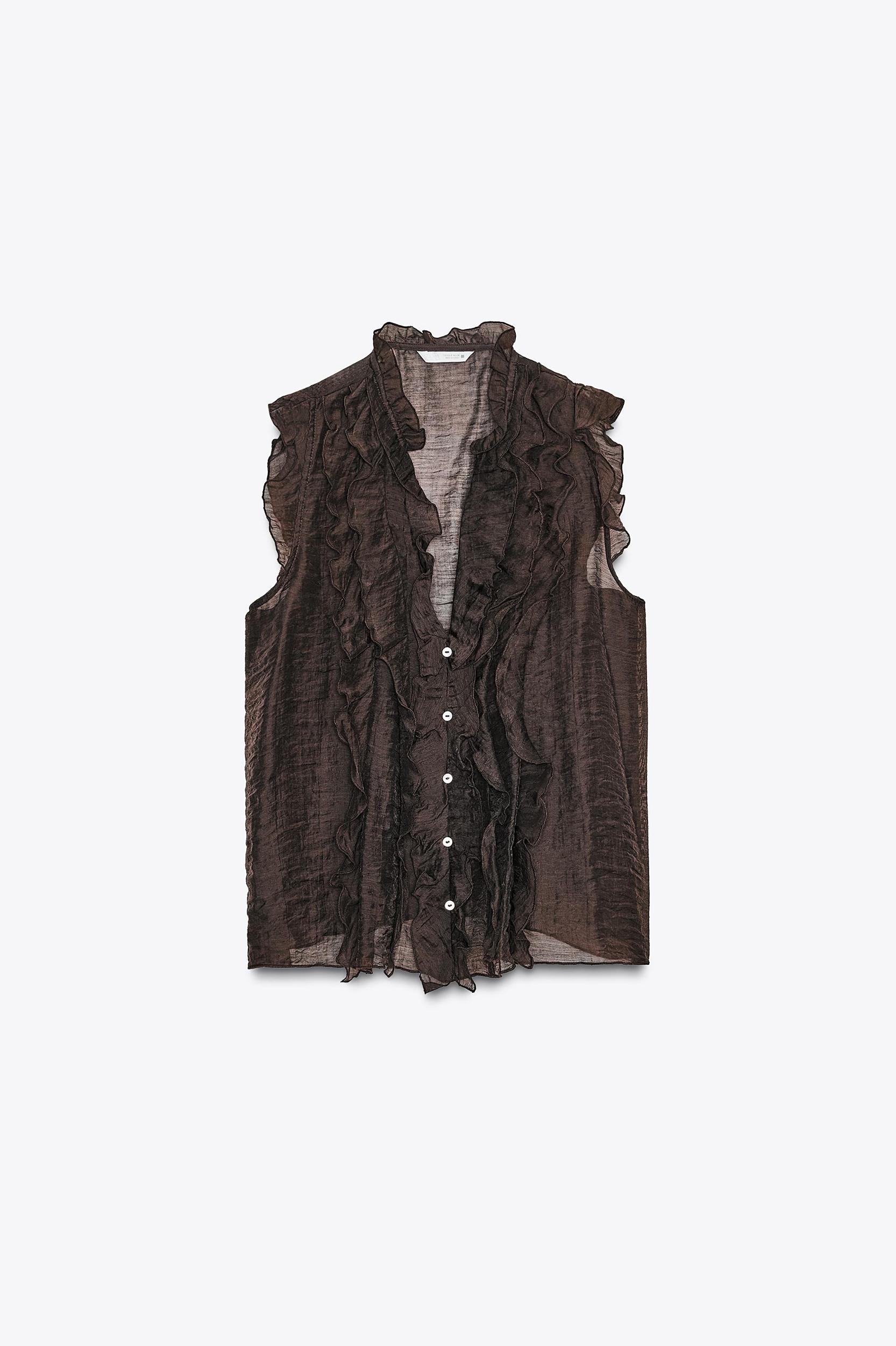 SEMI-SHEER RUFFLED TOP Product Image