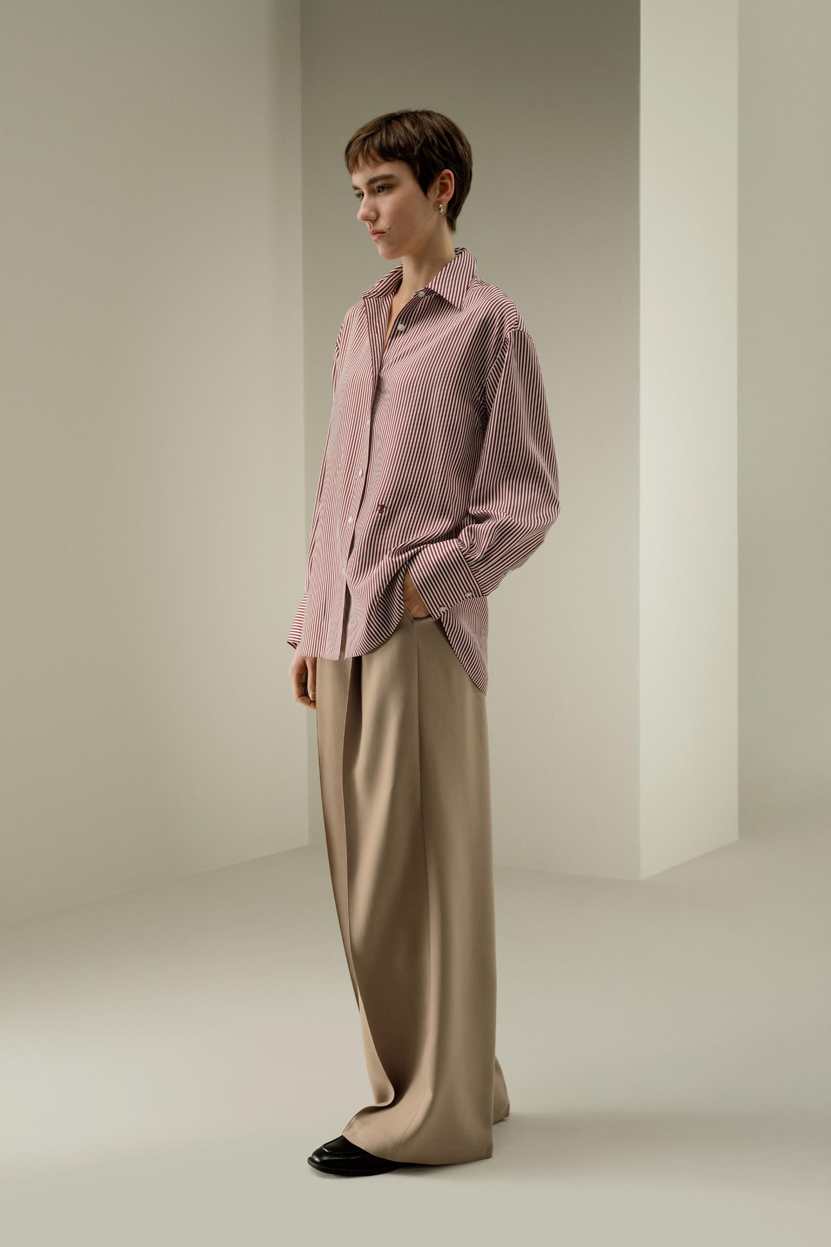 Ancora Red Oversized Striped Shirt Product Image