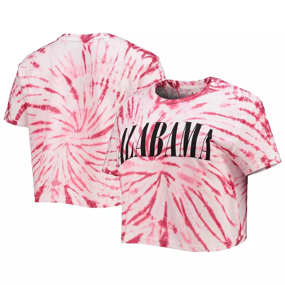 Women's Pressbox Crimson Alabama Crimson Tide Showtime Tie-Dye Crop T-Shirt, Size: Small, Red Product Image