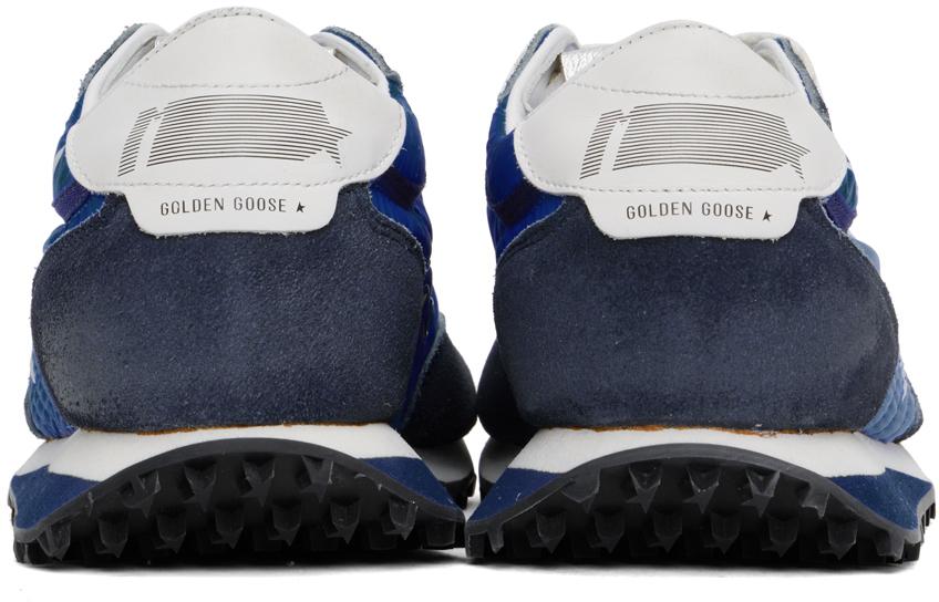 GOLDEN GOOSE Deluxe Brand Running Marathon Nylon Upper Suede Sneakers In Blue Product Image