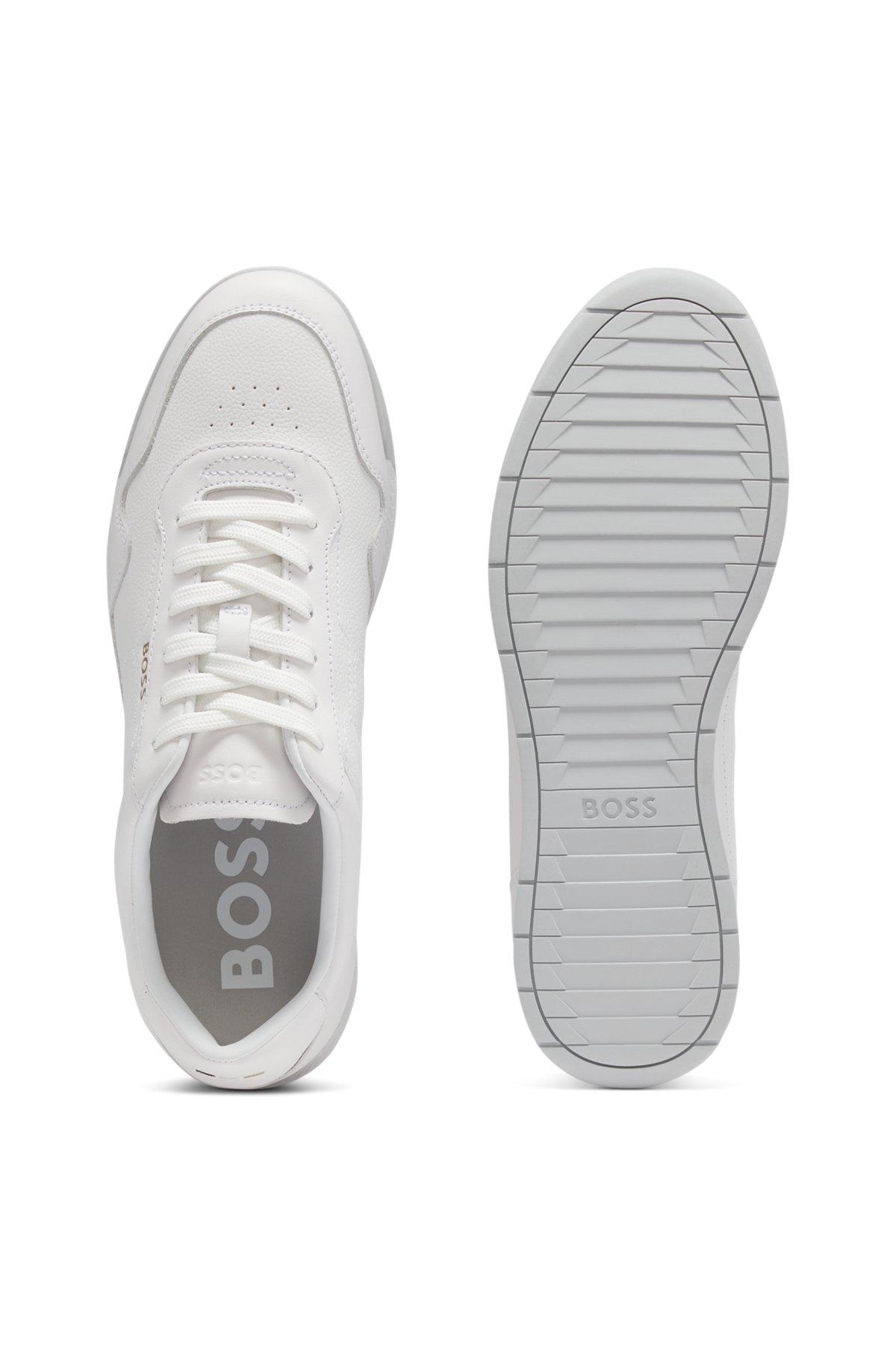 Faux-leather trainers with gold-tone branding Product Image