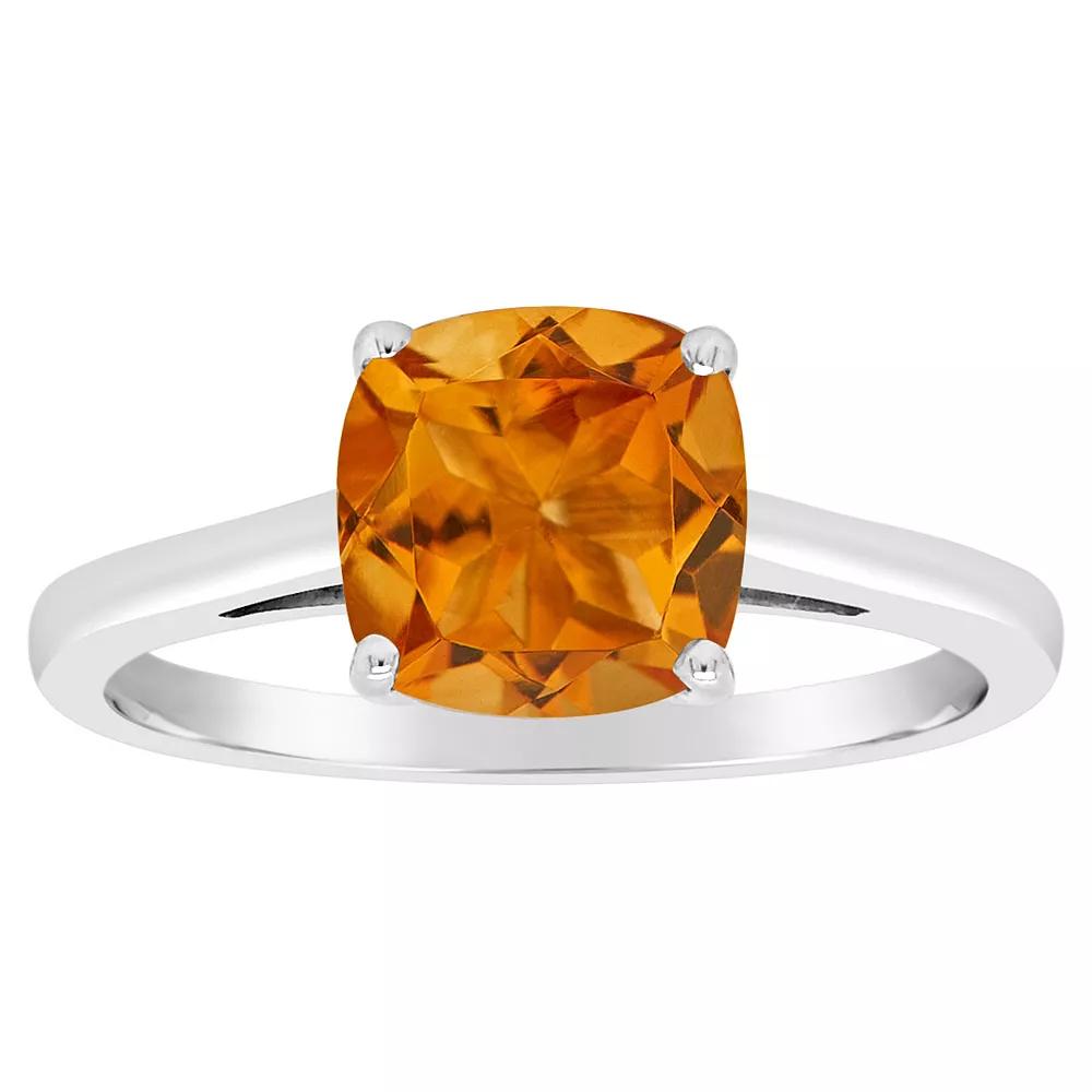Alyson Layne 14k Gold Cushion Citrine Solitaire Ring, Women's, Size: 10, 14k White Gold Product Image