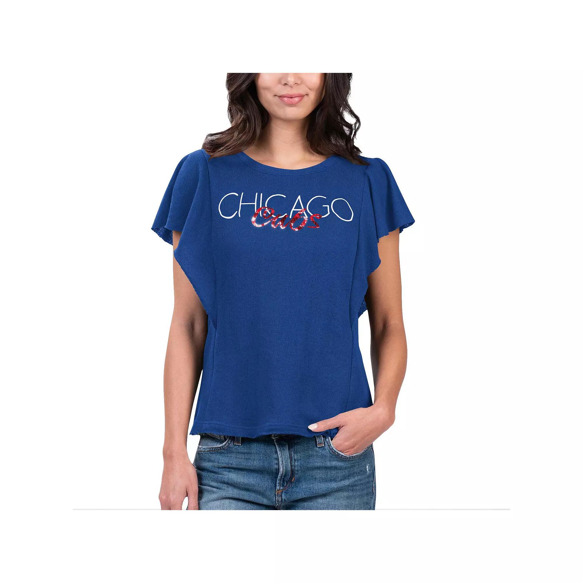 Women's G-III 4Her by Carl Banks Royal Chicago Cubs Crowd Wave T-Shirt, Size: XS, Blue Product Image