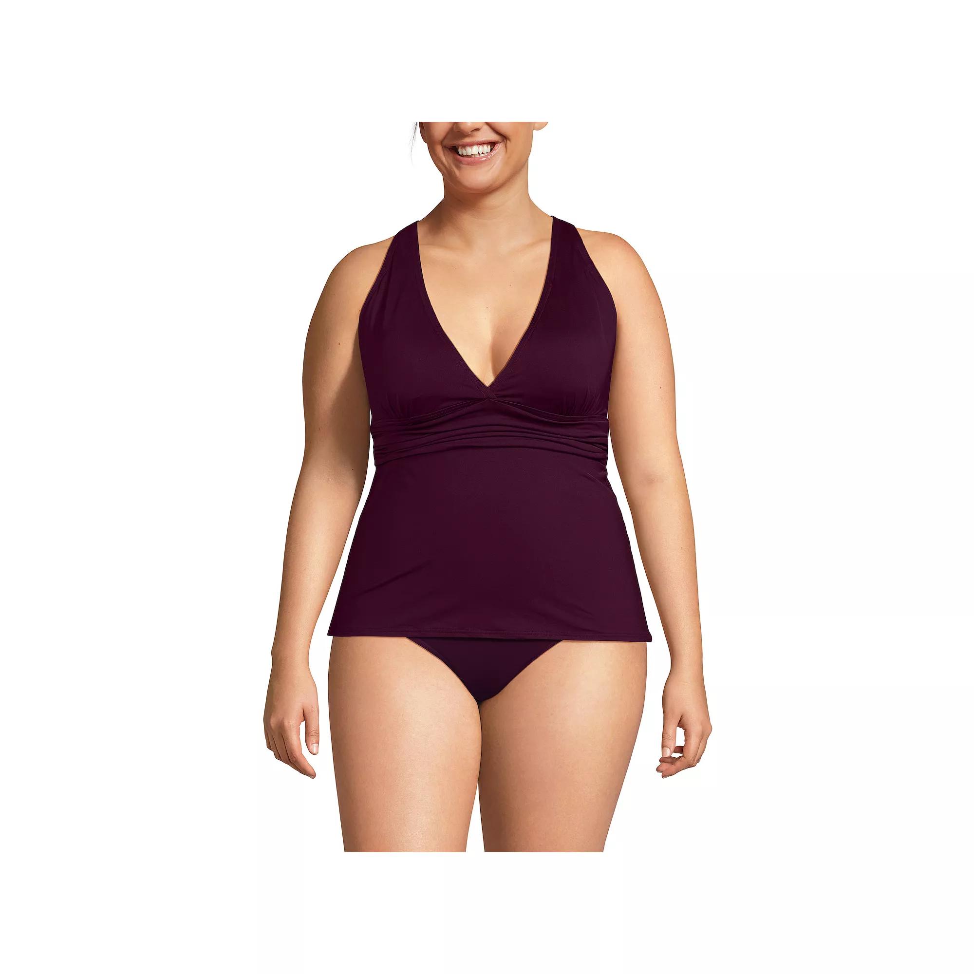 Plus Size Lands' End V-Neck Plunge X Back Tankini Swim Top, Women's, Size: 2XL, Garden Floral Product Image