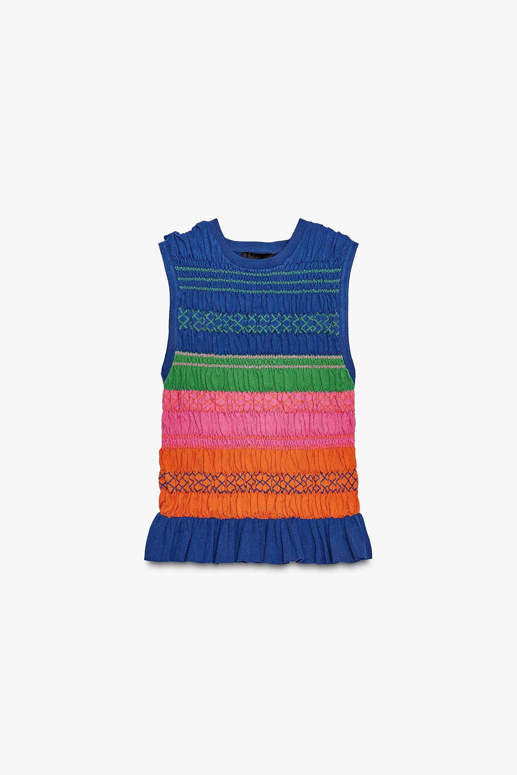SMOCKED KNIT TOP Product Image