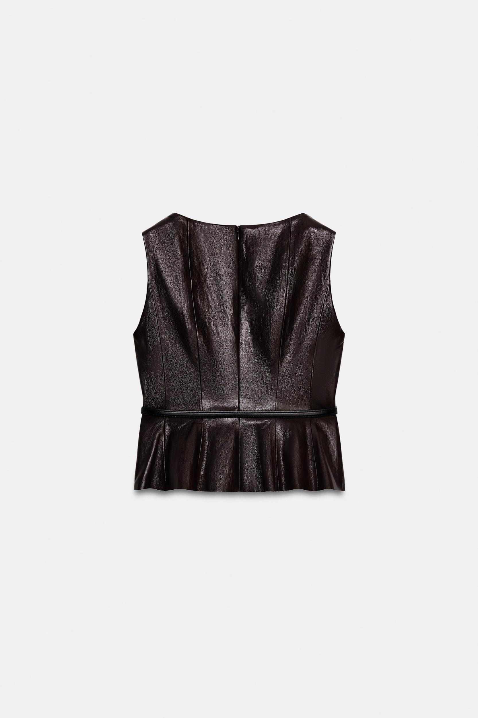 FAUX LEATHER BELTED TOP Product Image