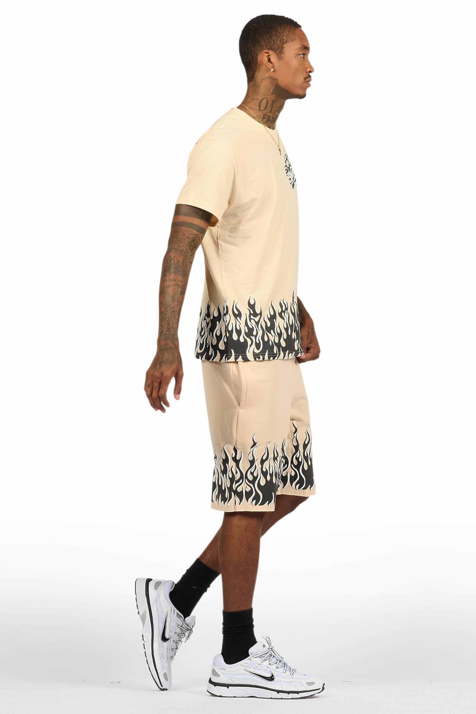 Bubble Beige T-Shirt/Short Set Male Product Image