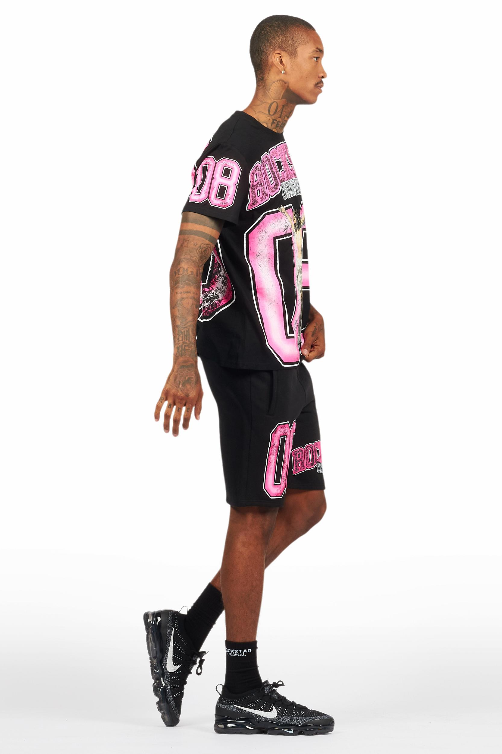 Fields Black/Pink T-Shirt Short Set Male Product Image