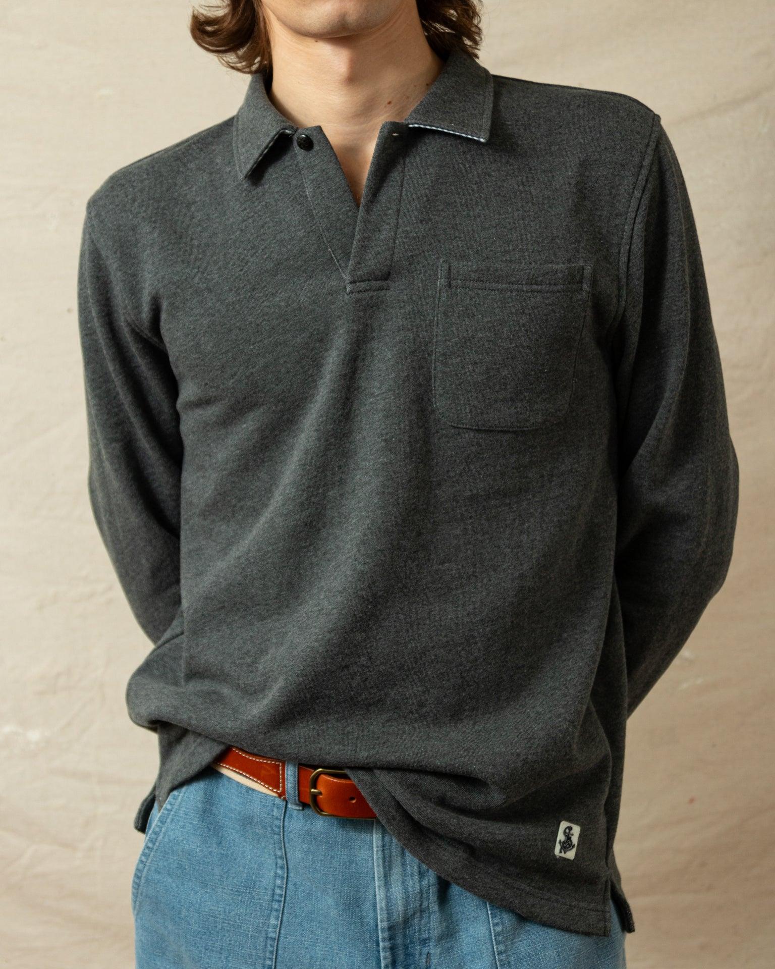 Acadia Polo in Charcoal Heather Loopback Terry Product Image