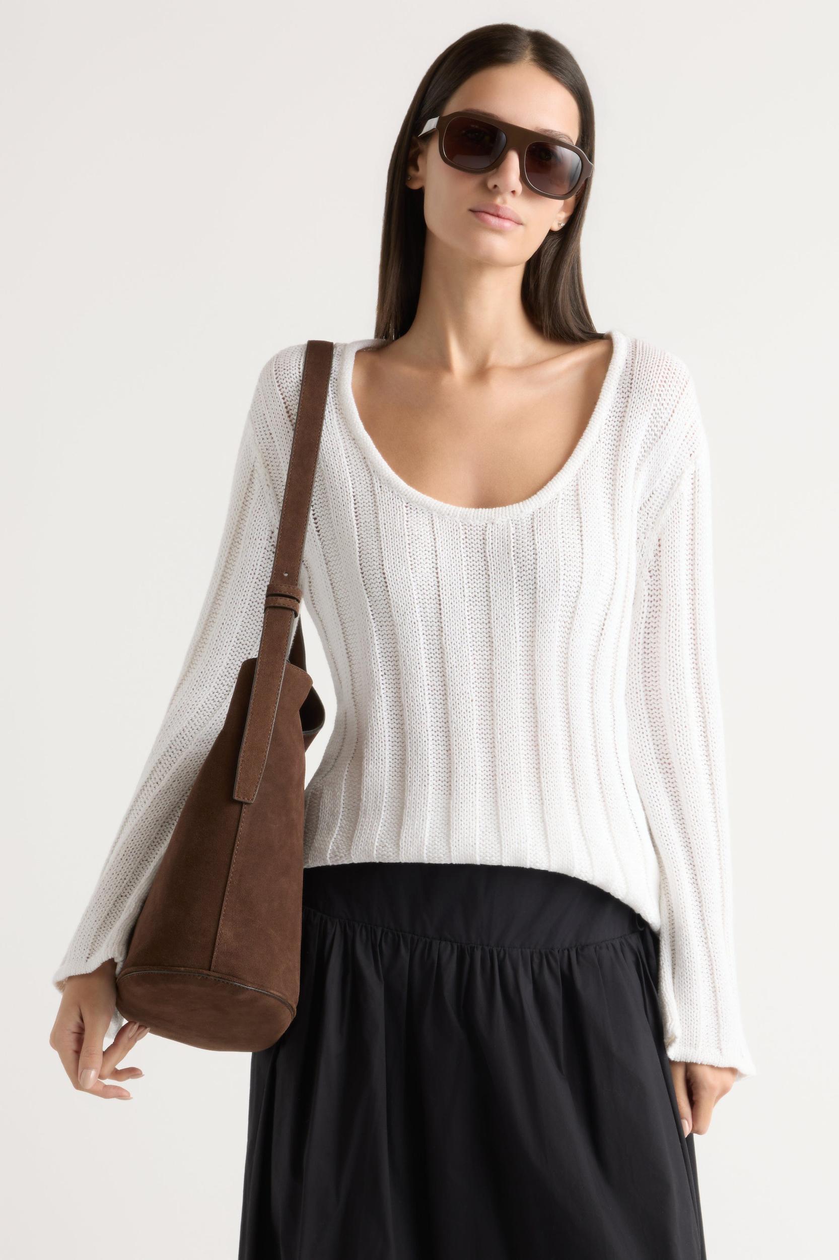 Leah Ribbed Scoop-Neck Sweater Product Image
