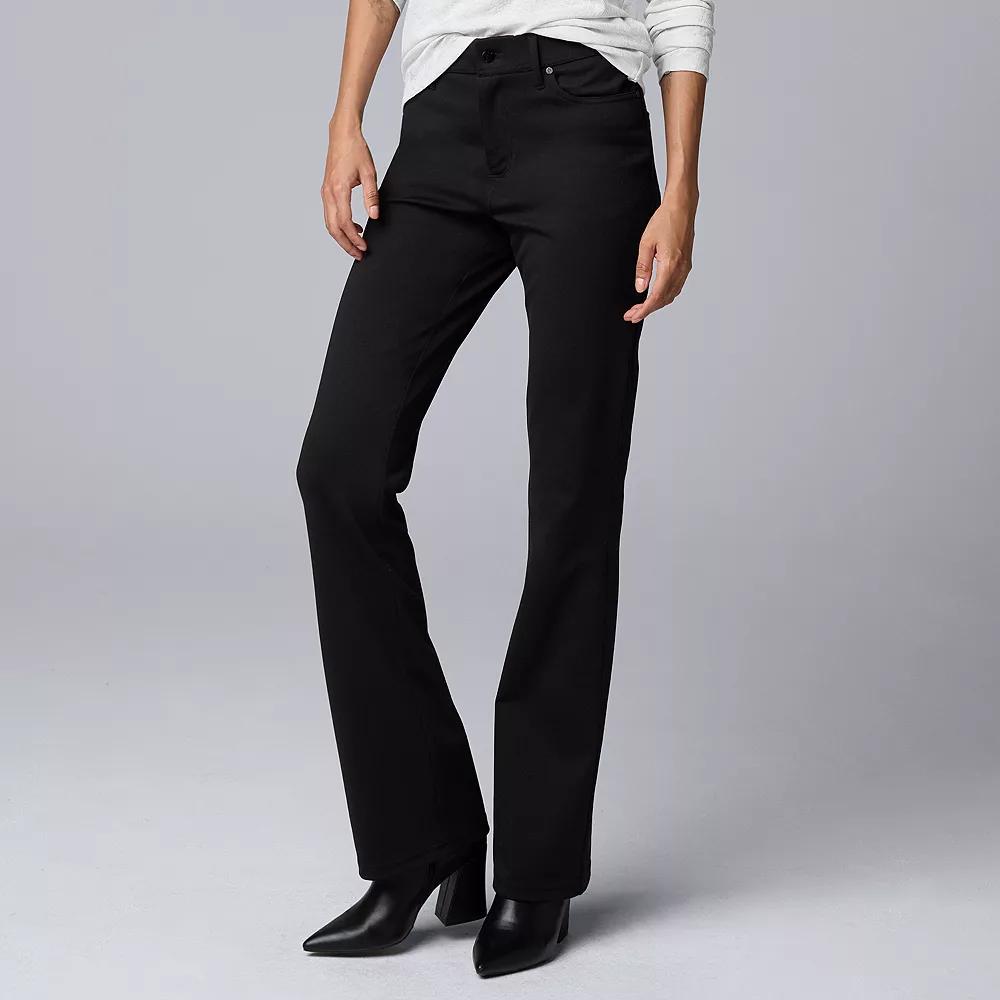 Women's Simply Vera Vera Wang Mid-Rise 5-Pocket Ponte Bootcut Pants, Size: XL, Black Product Image