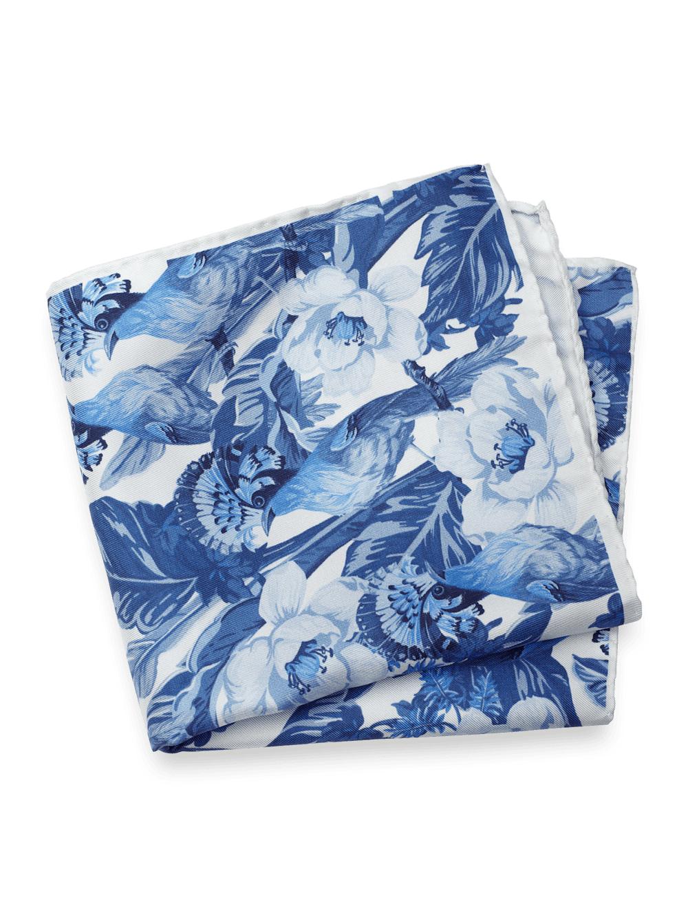 Floral Silk Pocket Square - Blue/white Product Image