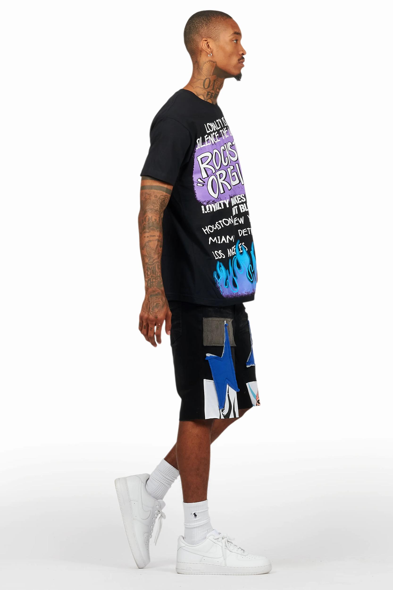 Beno Black T-Shirt/Denim Short Set Male Product Image