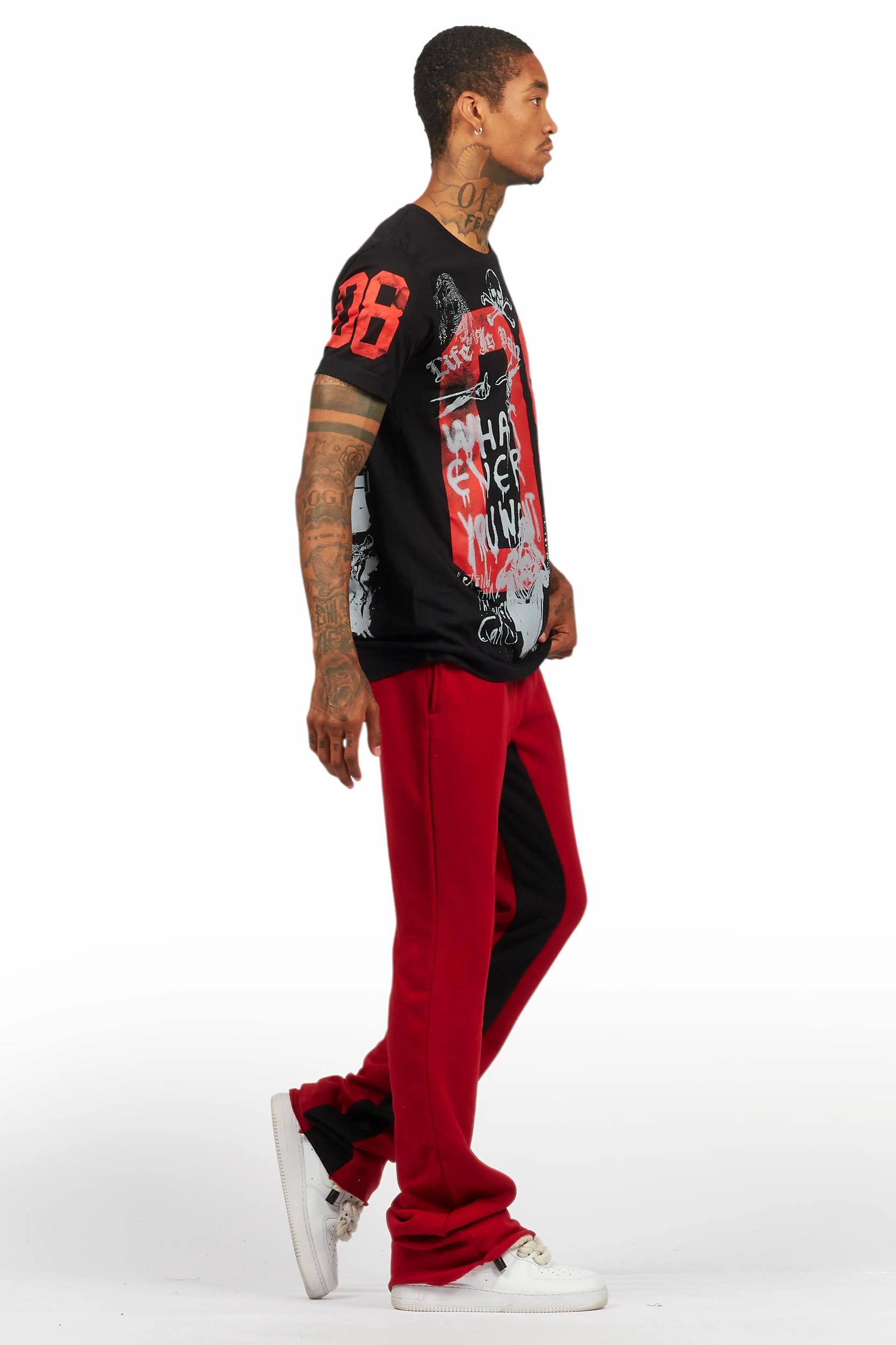 Grill Black T-Shirt/Baggy Stacked Pant Set Male Product Image