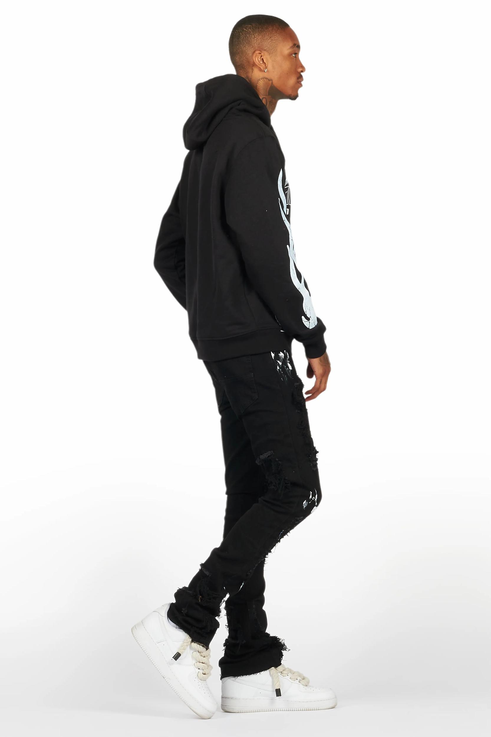 Amos Black Hoodie/Stacked Jean Bundle Male Product Image