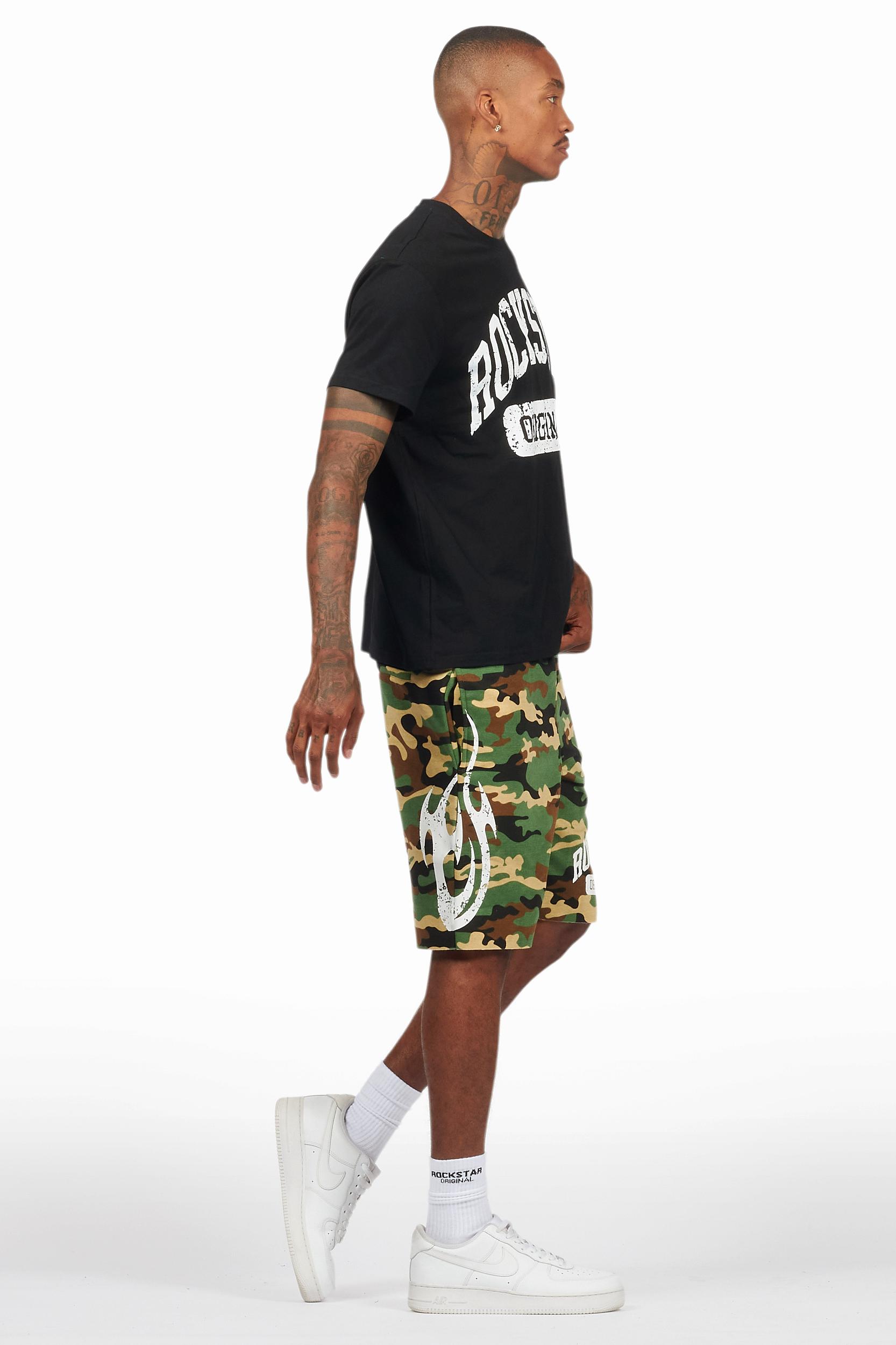 Members Black/Camo T-Shirt/Short Set Male Product Image