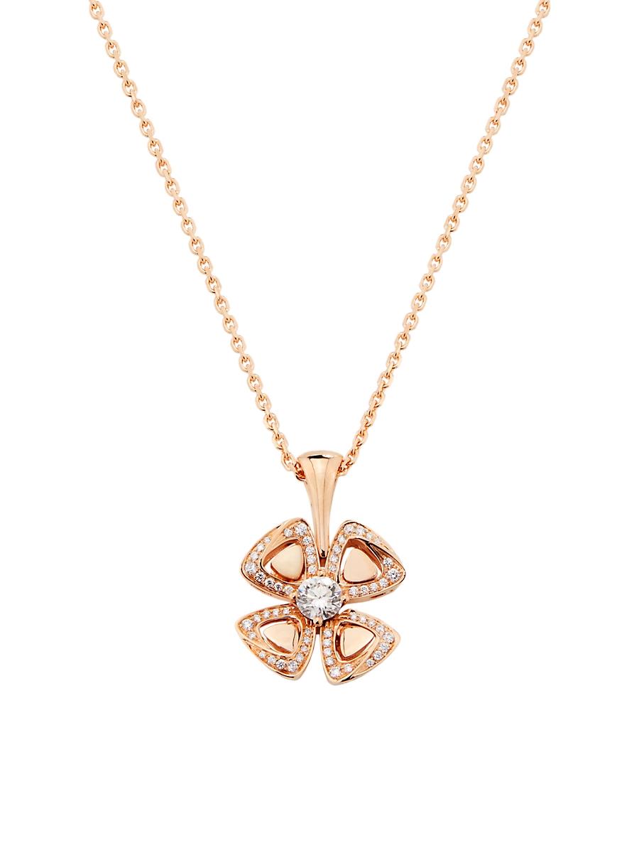 Womens Fiorever 18K Rose Gold & 0.34 TCW Diamond Flower Pendant Necklace Product Image
