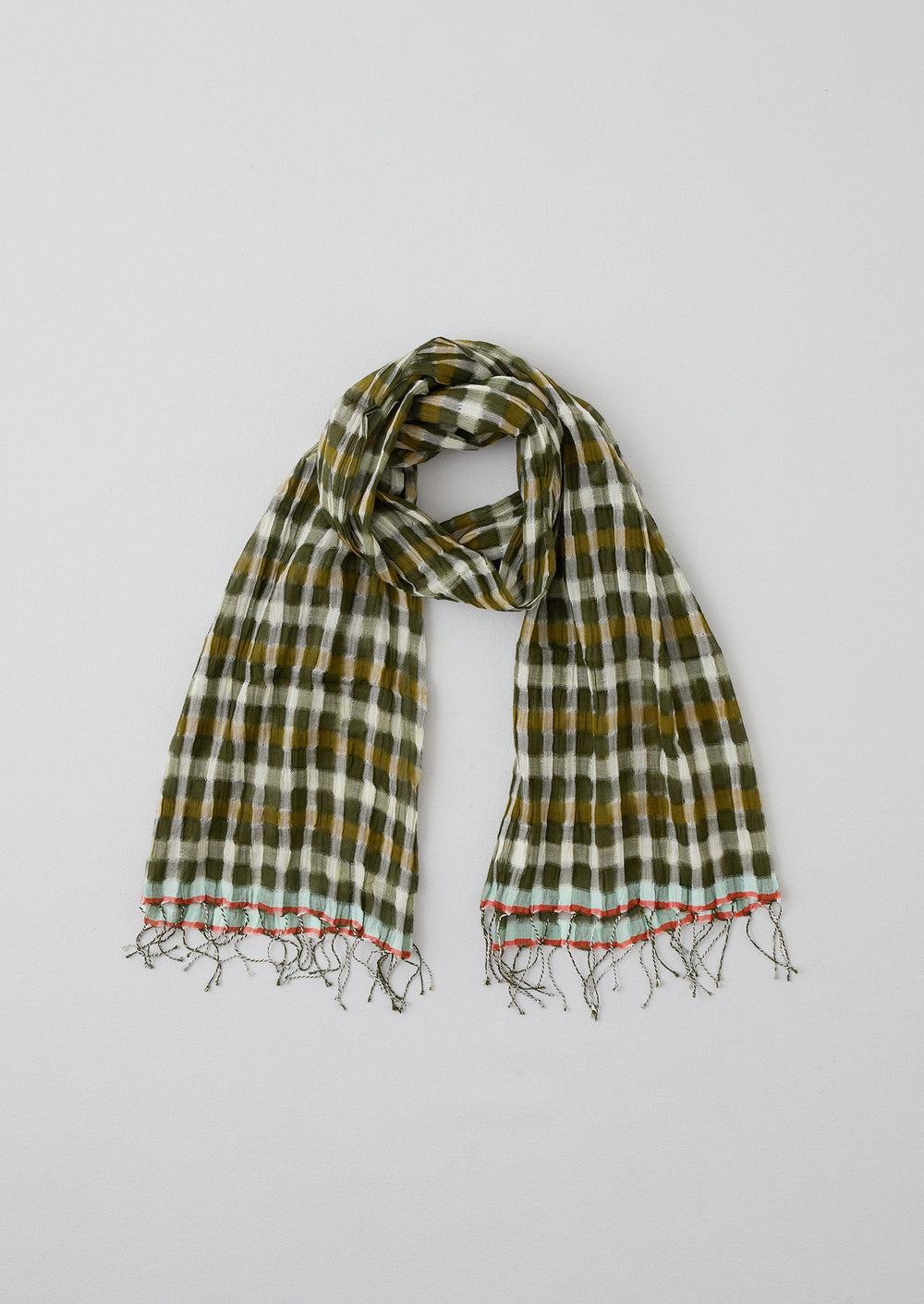 Cafe Tile Gingham Cotton Scarf | Cardinal Red Product Image