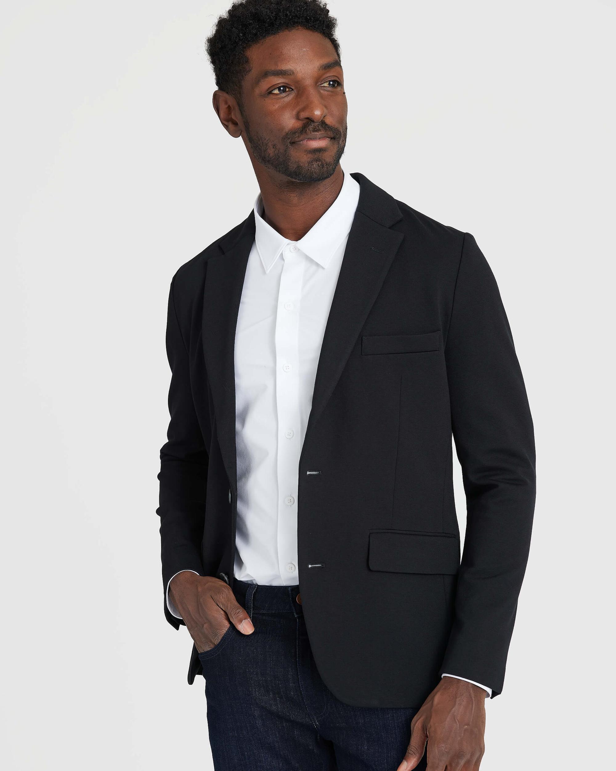 Black Comfort Knit Blazer Product Image