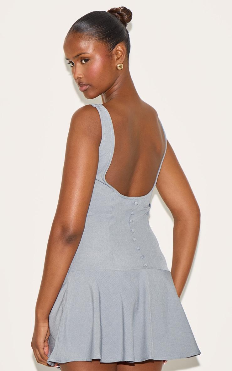 Charcoal Tailored Woven Scoop Back Shift Dress Product Image