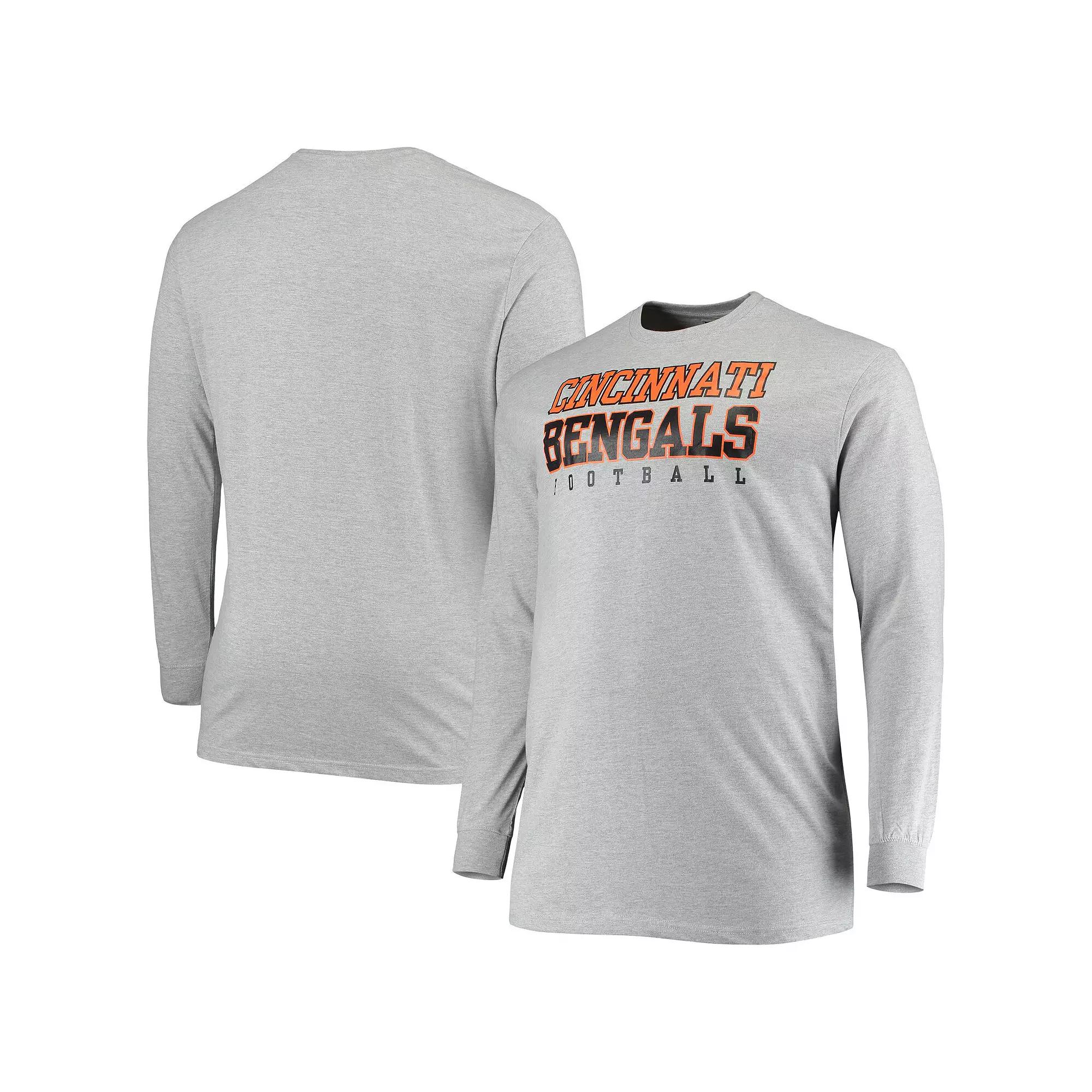 Men's Fanatics Branded Heathered Gray Cincinnati Bengals Big & Tall Practice Long Sleeve T-Shirt,  Product Image