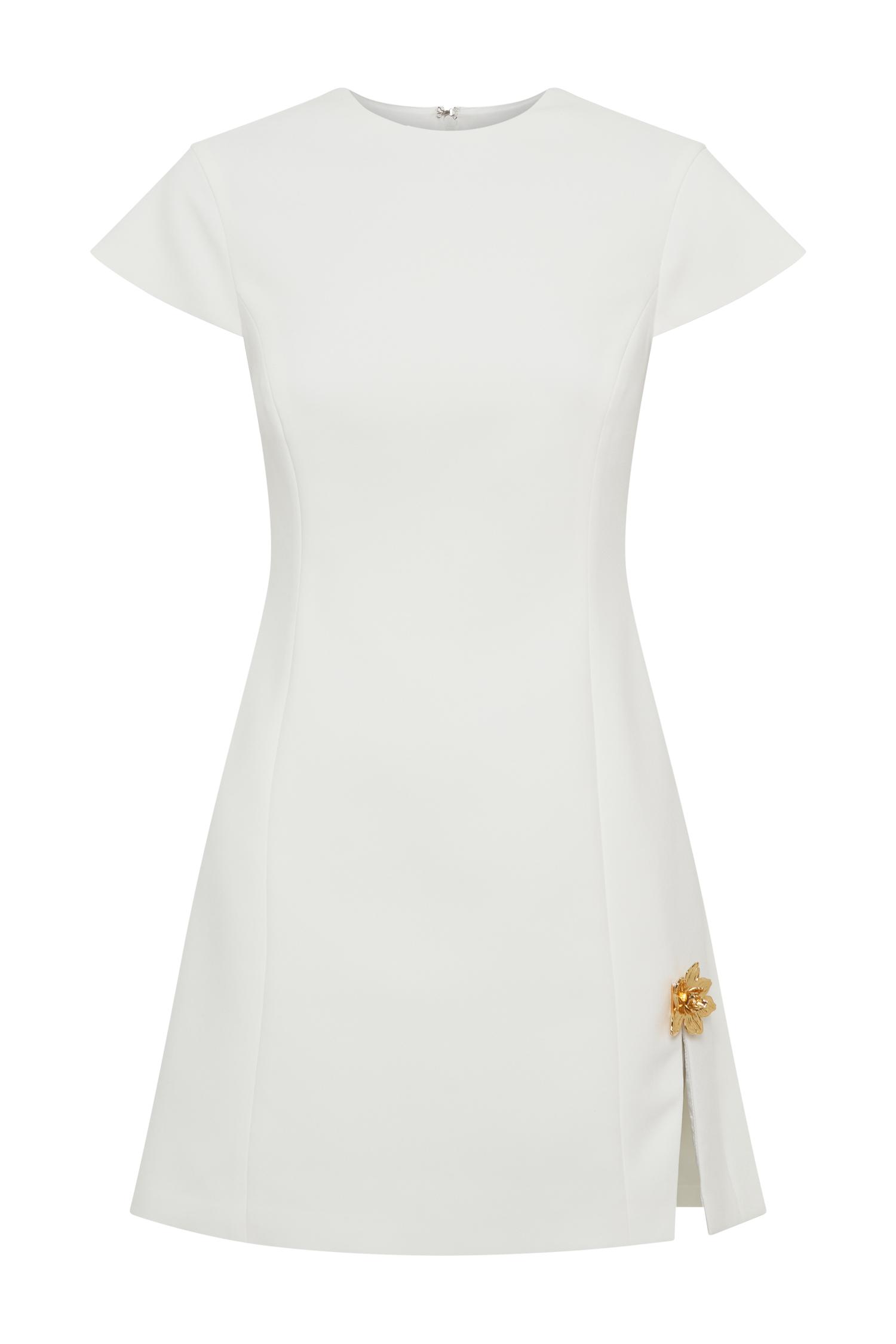 Remi Suiting Mini Dress With Floral Hardware - White Product Image