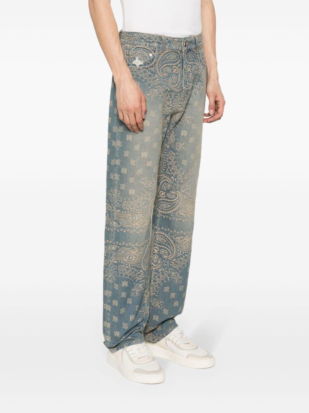 bandana-jacquard straight jeans Product Image