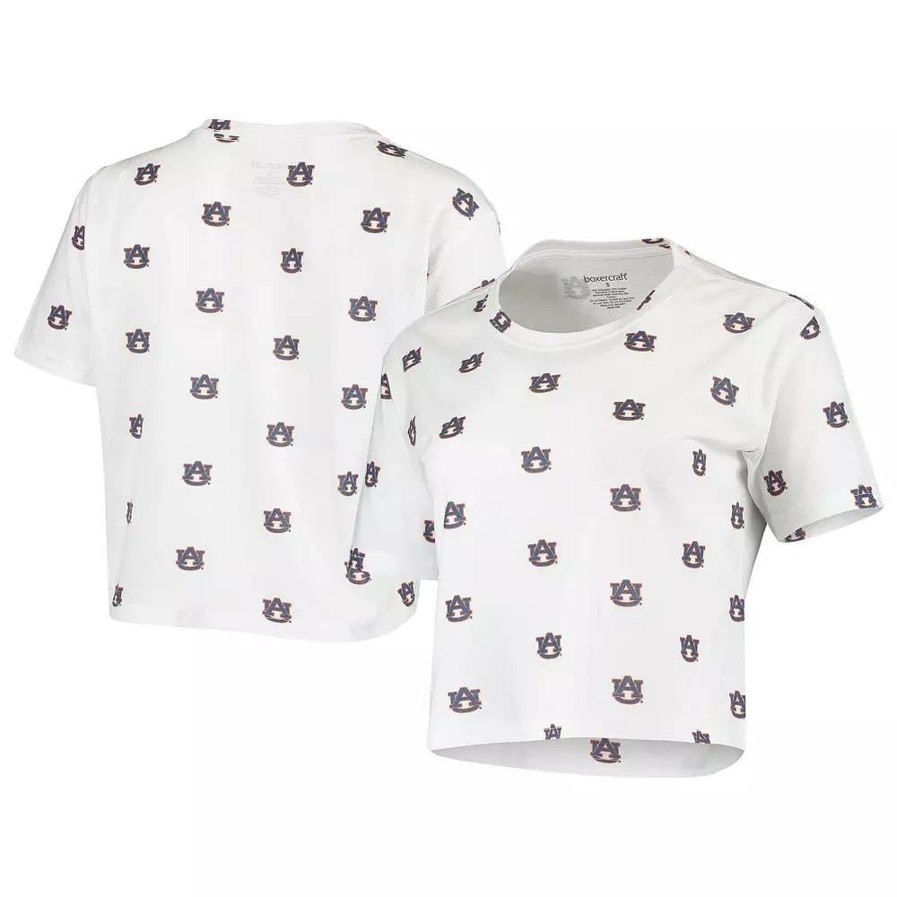 Women's White Auburn Tigers Cropped Allover Print T-Shirt, Size: 2XL Product Image