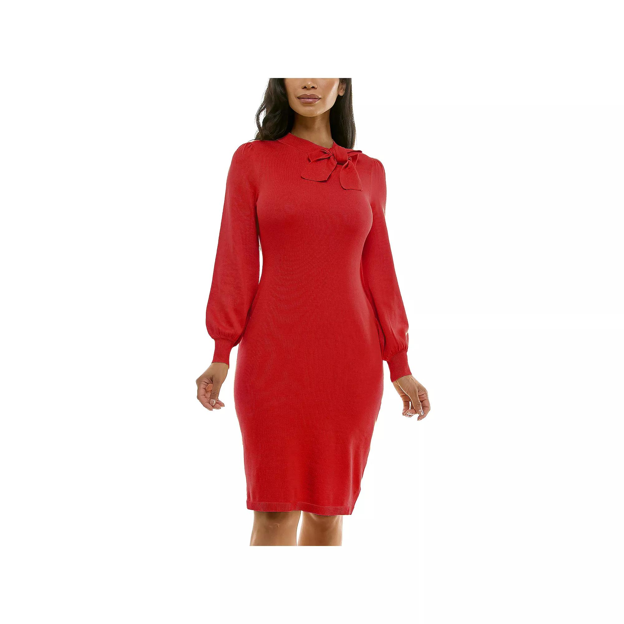 Women's Nina Leonard Column Sweater Dress, Size: Small, Red Product Image