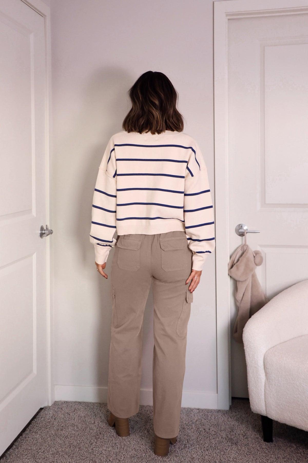 Ivory Striped Pullover Sweater - FINAL SALE Product Image