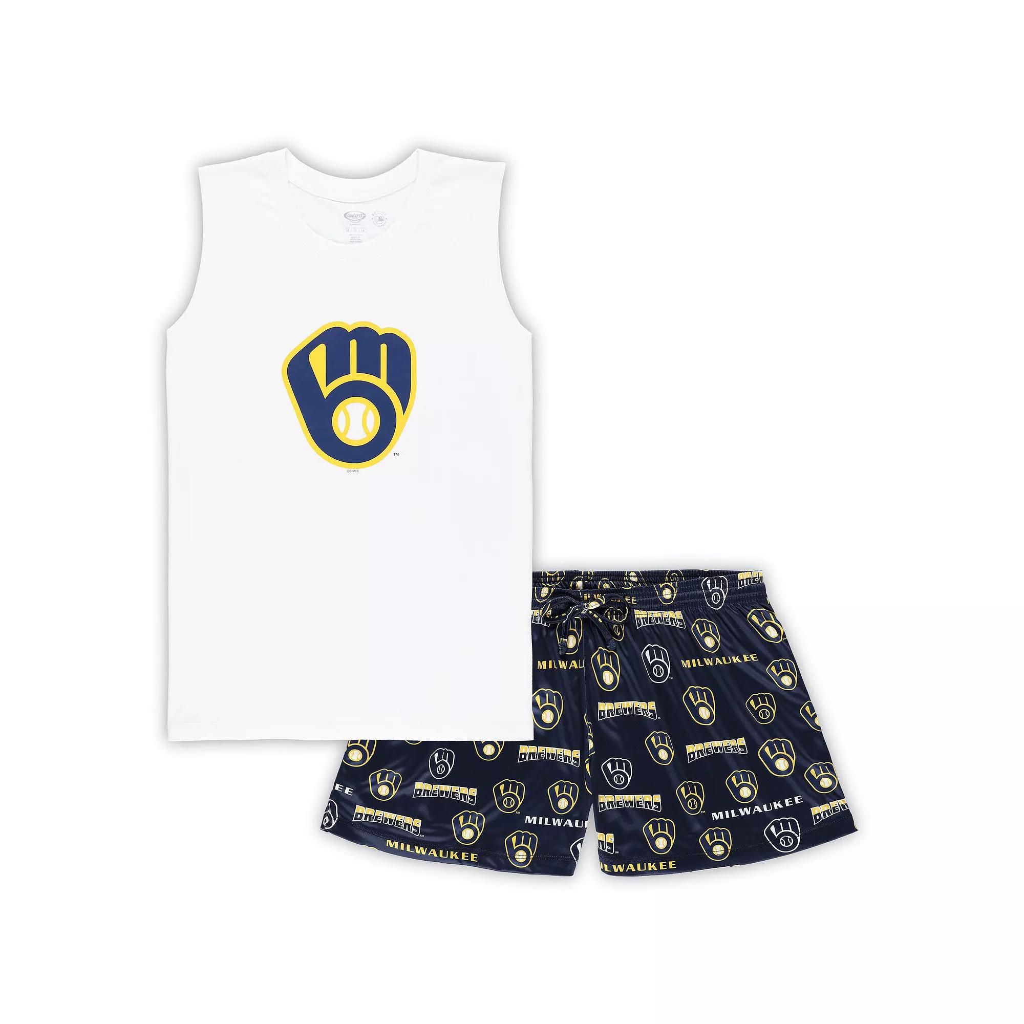 Women's Concepts Sport White/Navy Milwaukee Brewers Plus  Product Image