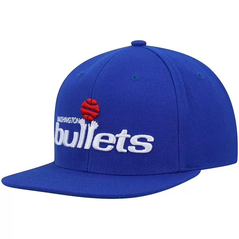Men's Mitchell & Ness Blue Washington Bullets Hardwood Classics Team Ground 2.0 Snapback Hat, Nba Blue Product Image