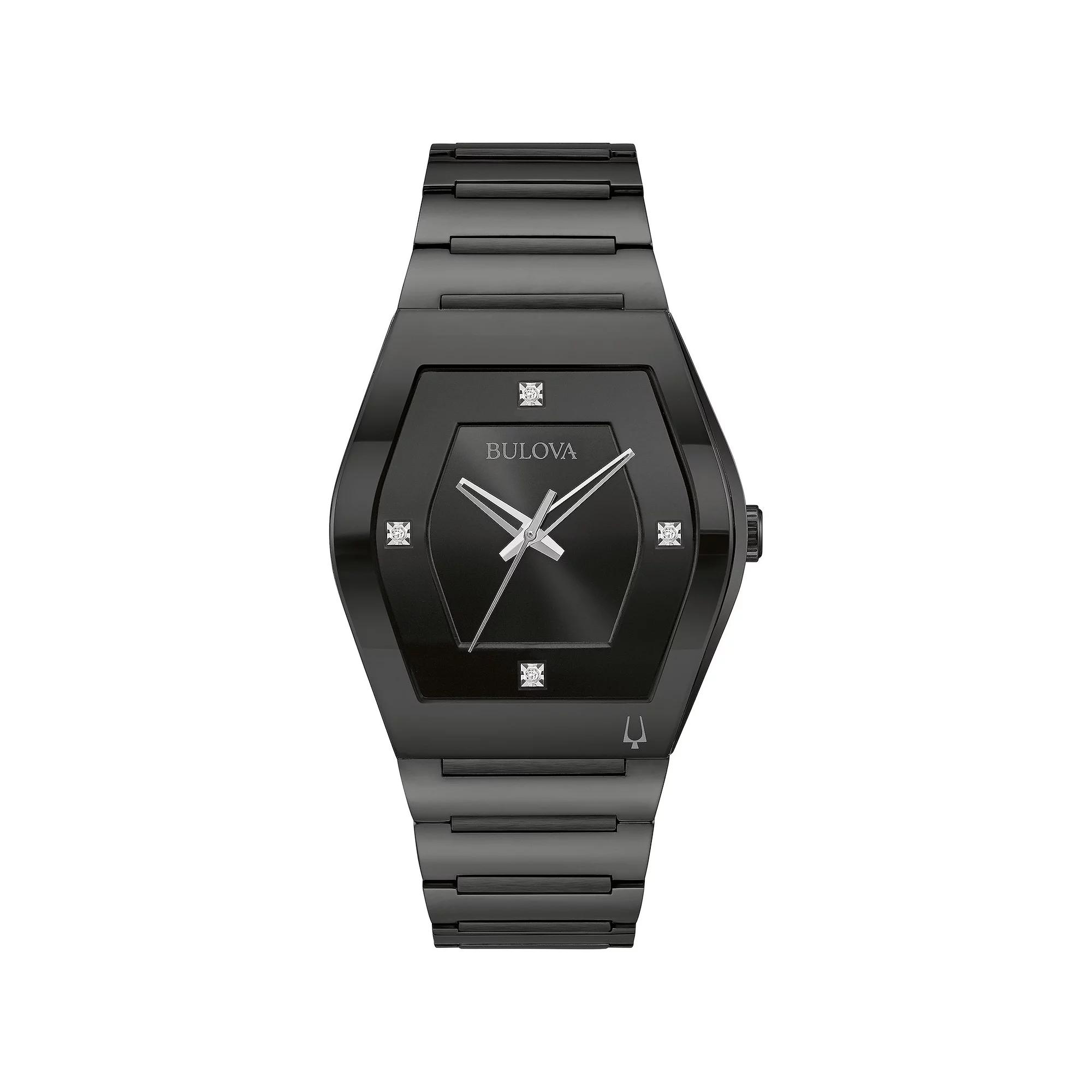 Bulova Men's Modern Gemini Black Stainless Steel Diamond Accent Bracelet Watch - 98D177,  Product Image
