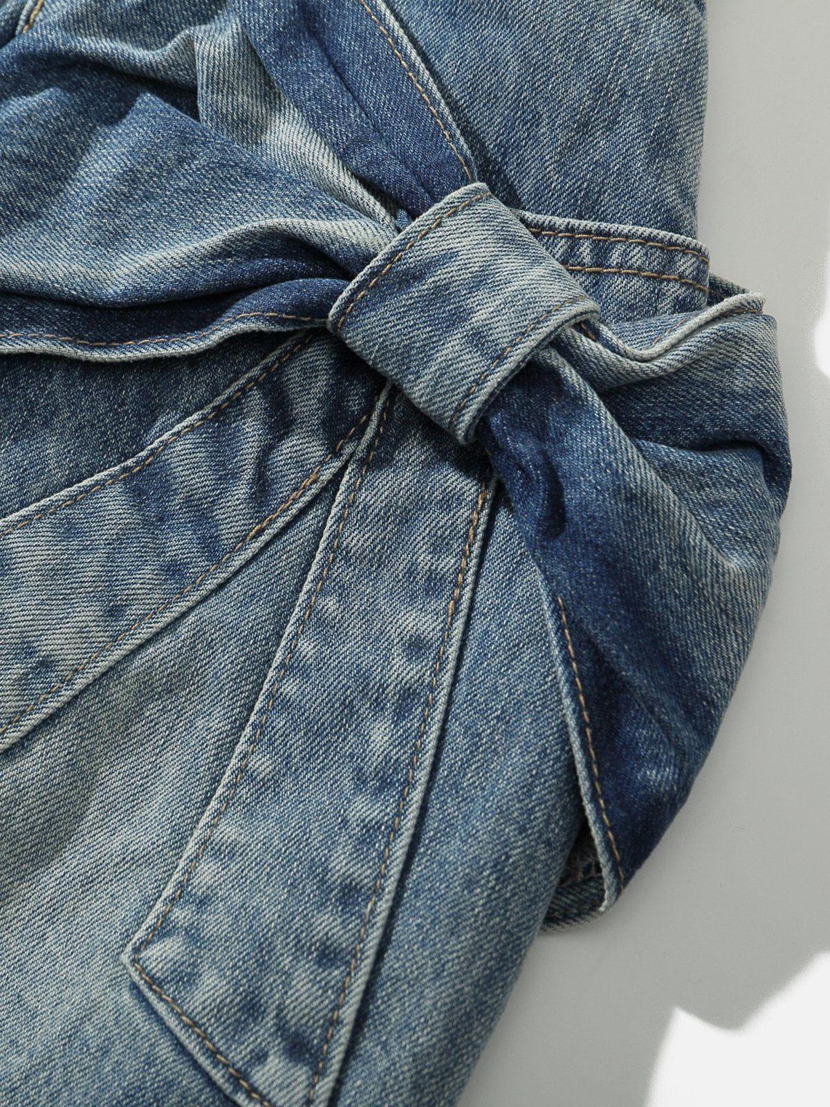 Aelfric Eden Bow Denim Micro Mini Skirt Female Product Image