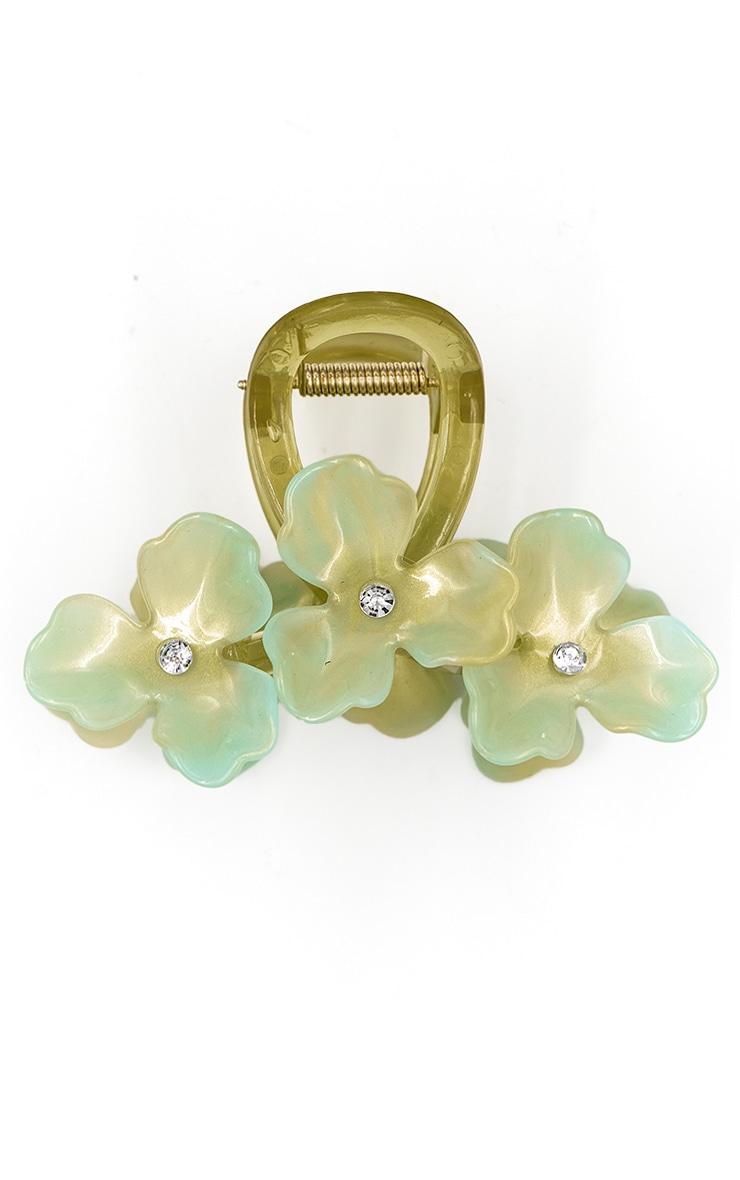 Green Dual Tone Flower Claw Clip Product Image