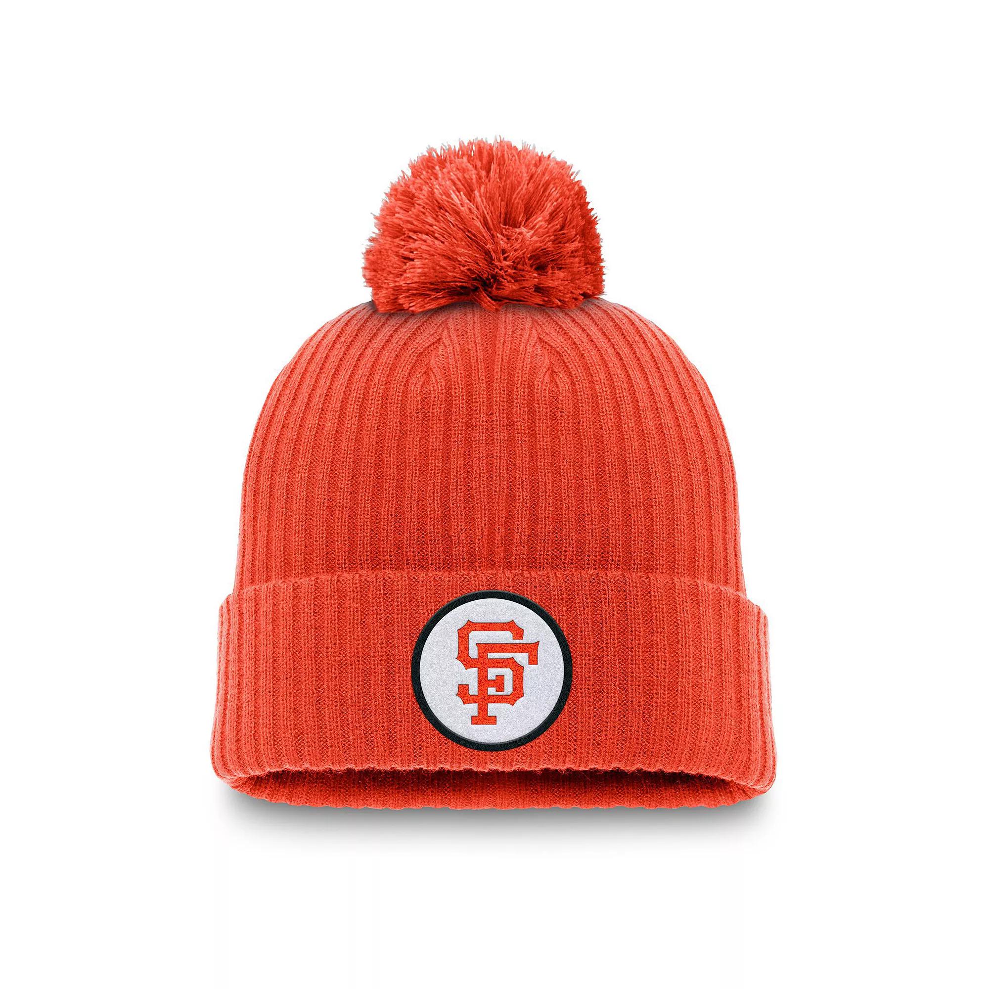 Men's Nike Orange San Francisco Giants Cooperstown Collection Patch Cuffed Knit Hat with Pom Product Image