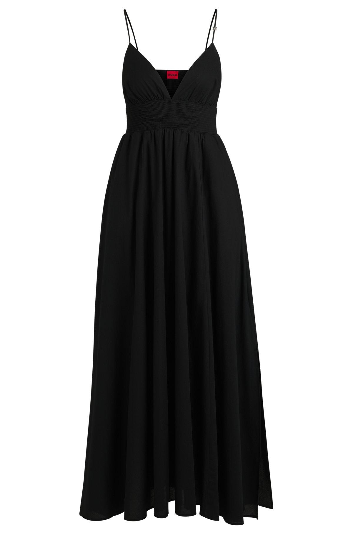 Strappy maxi dress in lightweight cotton with smocked trim Product Image