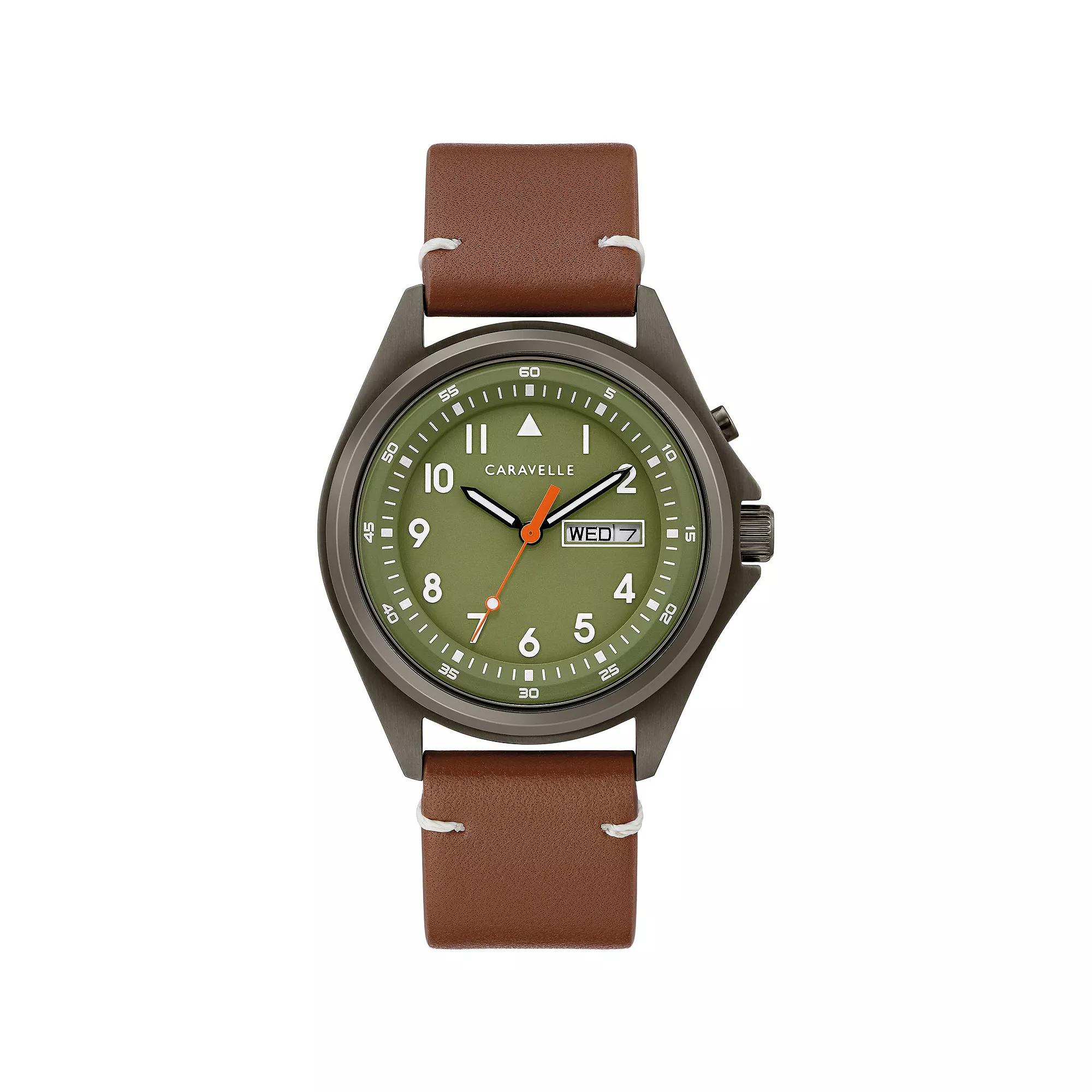 Caravelle by Bulova Men's Brown Leather Strap Watch - 45C119,  Product Image