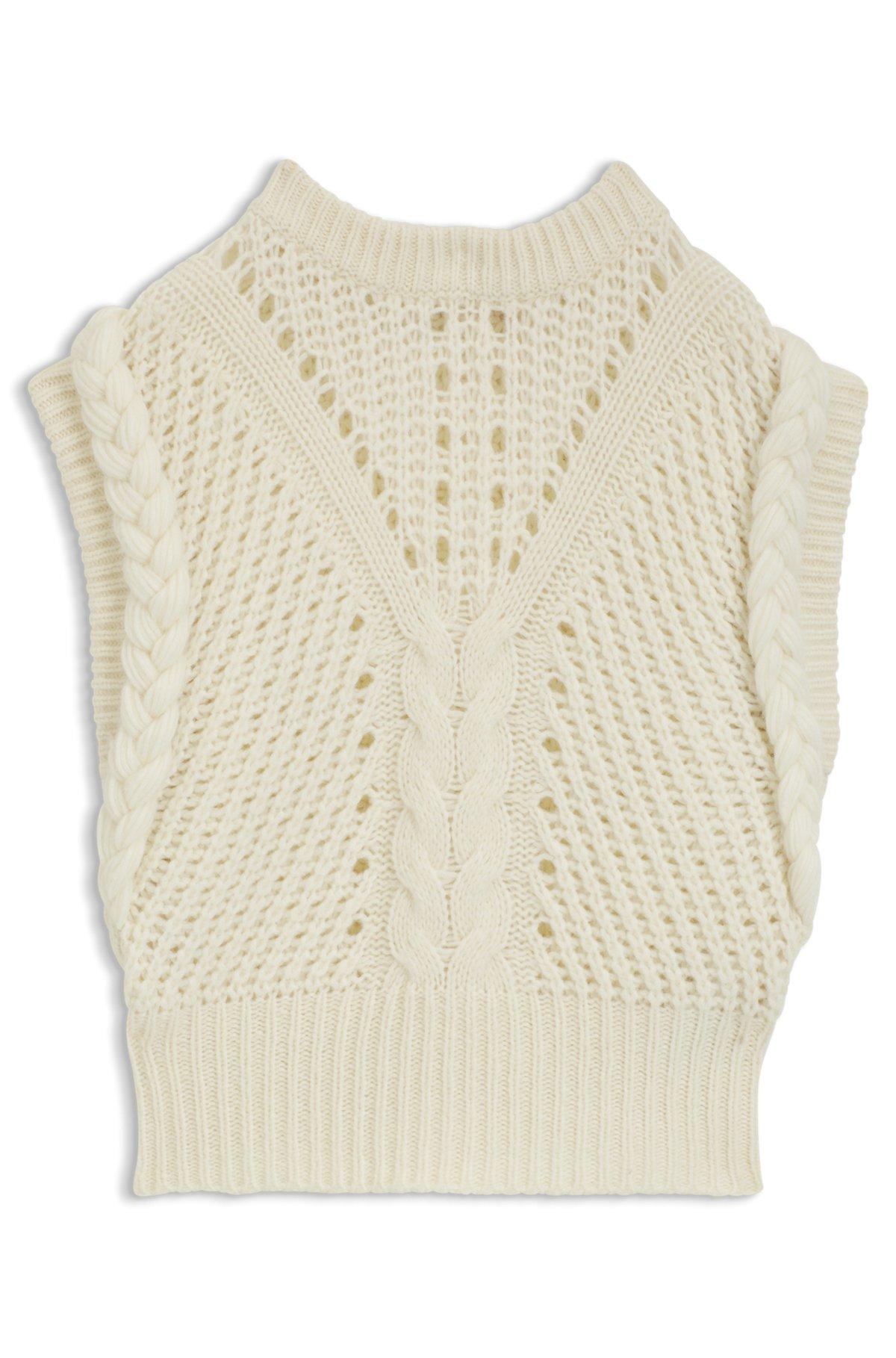 Relaxed-fit sleeveless top in structured Italian yarn Product Image