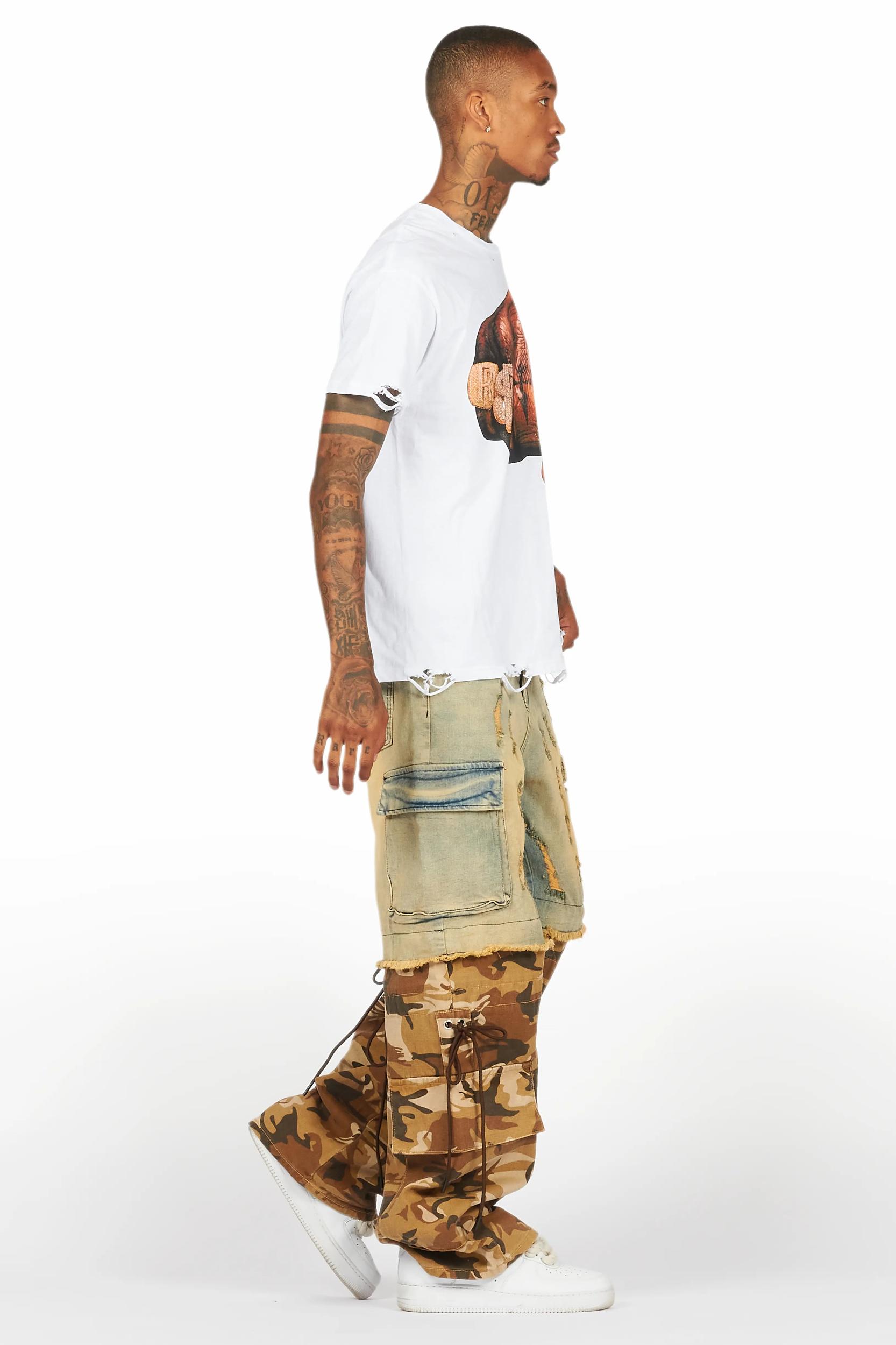 Baatar Blue/Brown Camo Baggy Fit Jean Male Product Image