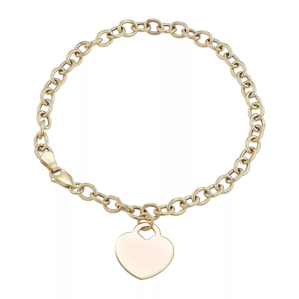 Women's 10K Gold Heart disc 7.25" bracelet Product Image