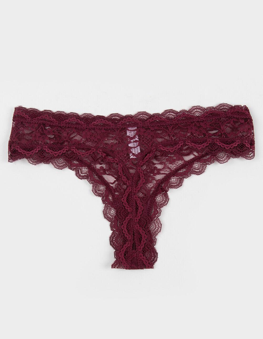 FULL TILT Allover Lace Thong - MAROON Product Image