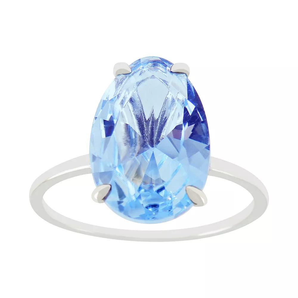 SIRI USA by TJM Sterling Silver Simulated Blue Quartz Oval Statement Ring, Women's,  Product Image