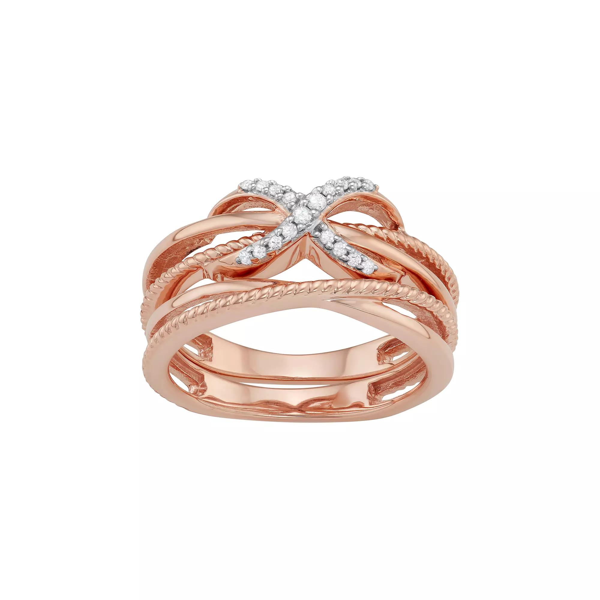 Jewelexcess Sterling Silver 1/10 Carat T.W. Diamond Infinity Ring Set, Women's, Size: 7, Rose Gold Tone Product Image