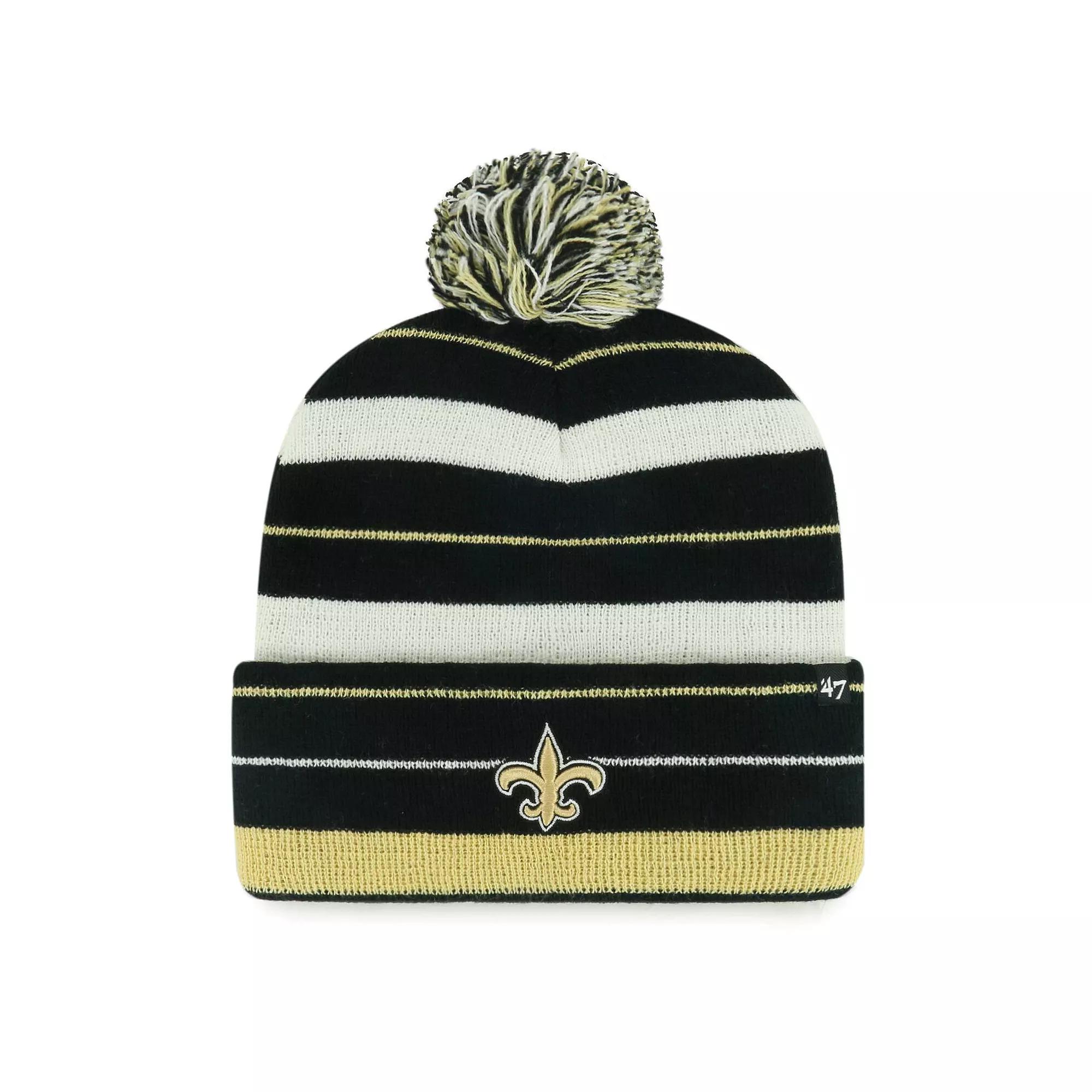 Men's '47 Black New Orleans Saints Powerline Cuffed Knit Hat with Pom Product Image
