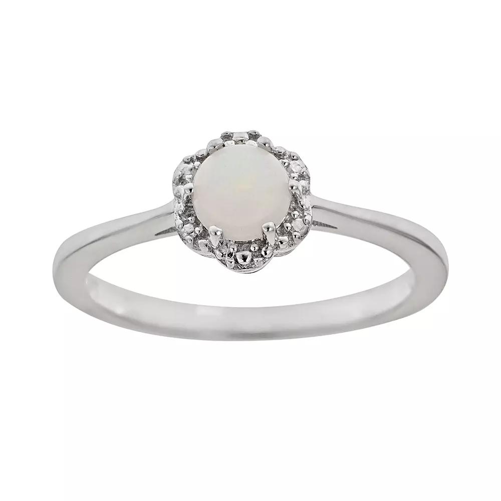 Celebration Gems Sterling Silver Aquamarine Studded Flower Ring, Women's,  Product Image
