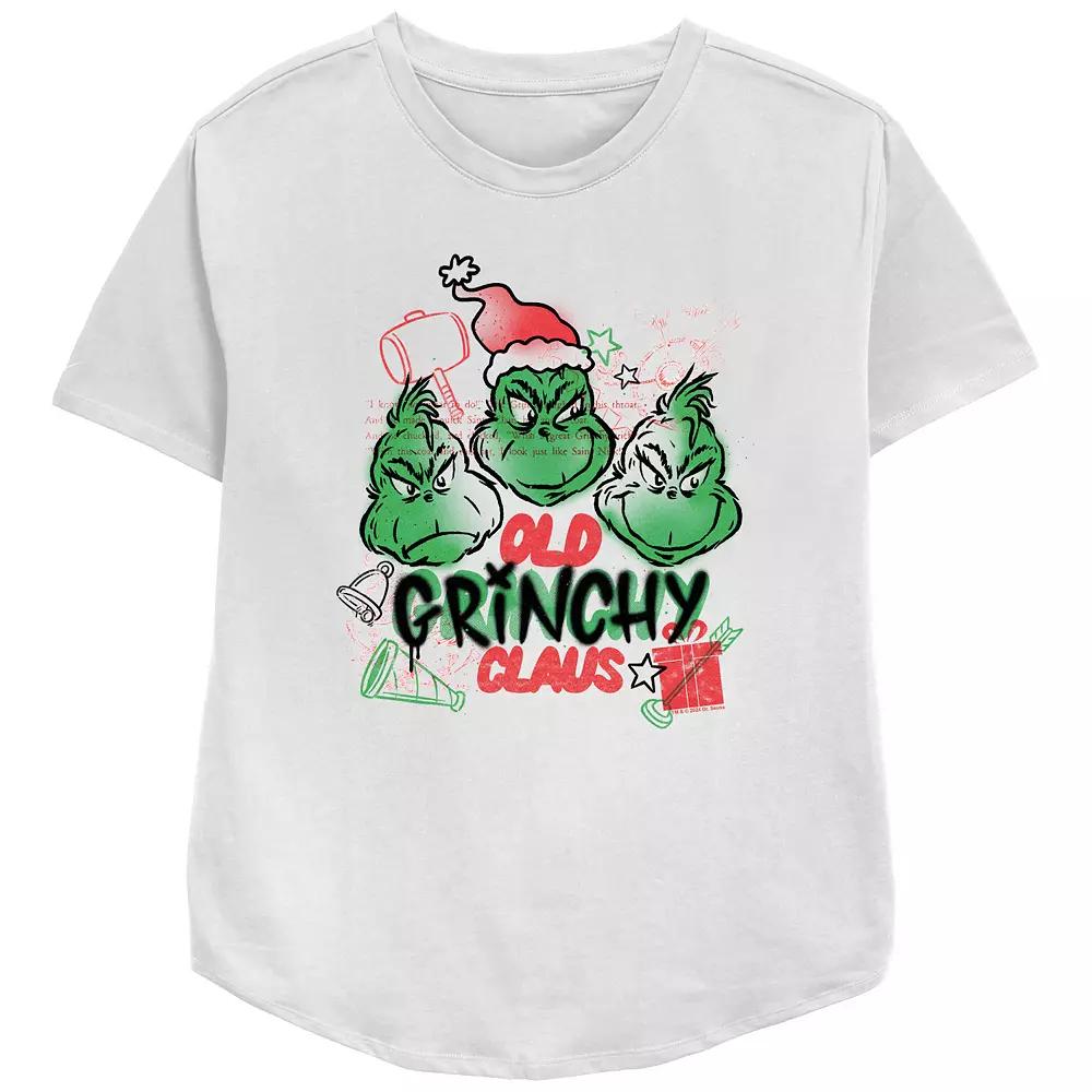 Women's Dr. Seuss Old Grinchy Claus Relaxed Fit Graphic Tee,  Product Image
